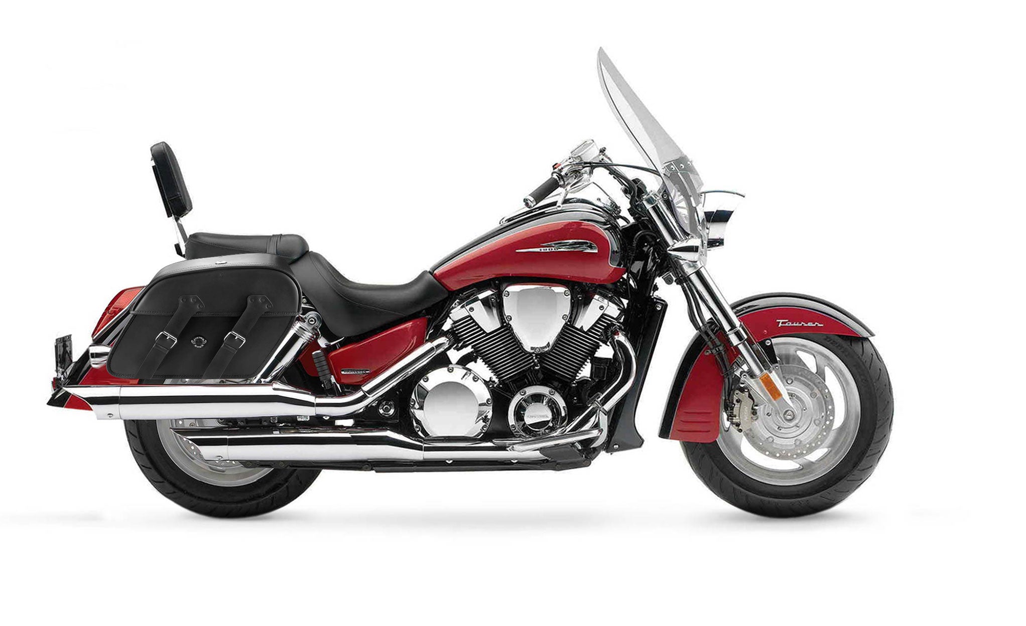 Viking Raven Extra Large Honda Vtx 1800 T Tourer Leather Motorcycle Saddlebags on Bike Photo @expand