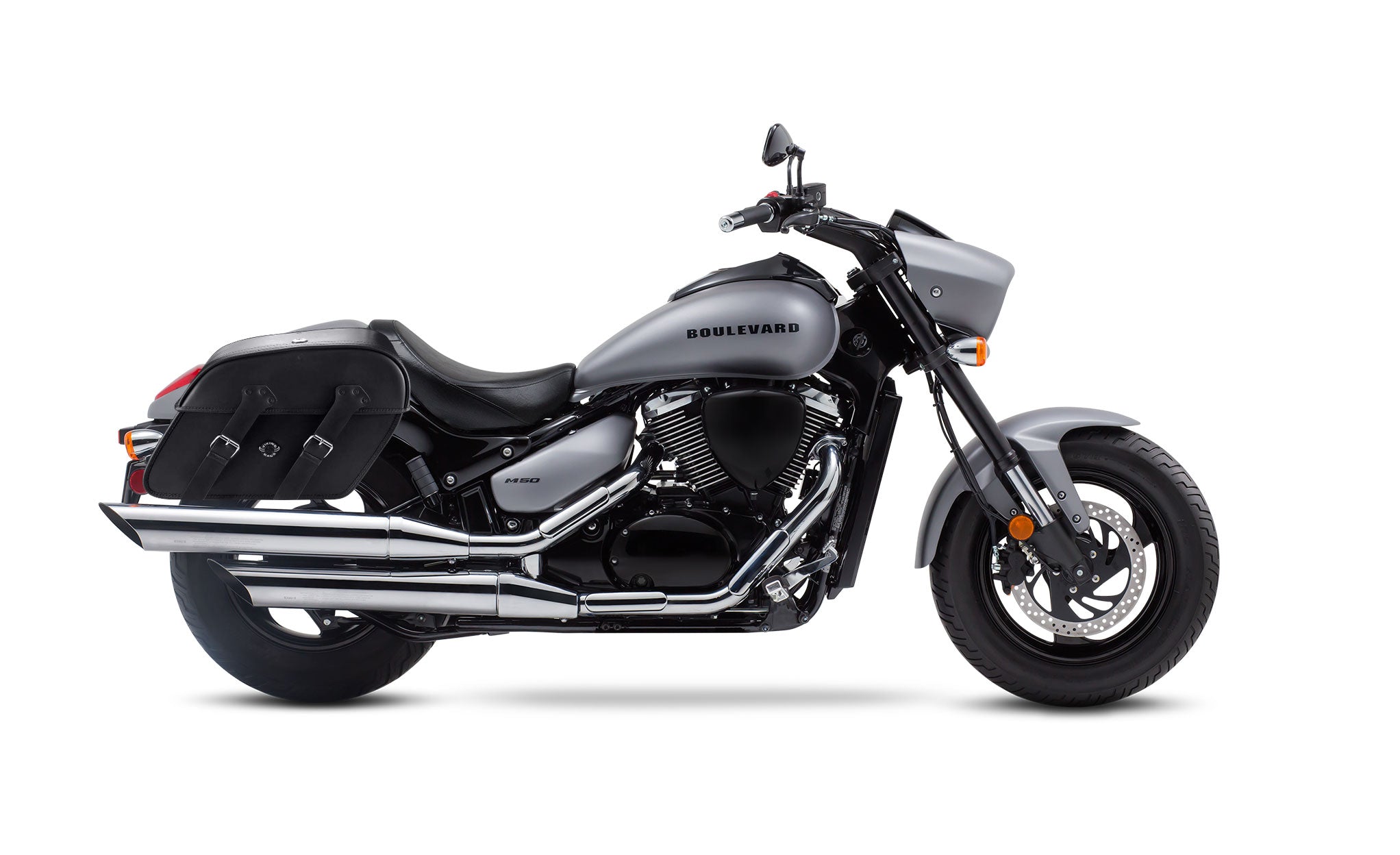 Viking Raven Extra Large Suzuki Boulevard M50 Vz800 Leather Motorcycle Saddlebags on Bike Photo @expand