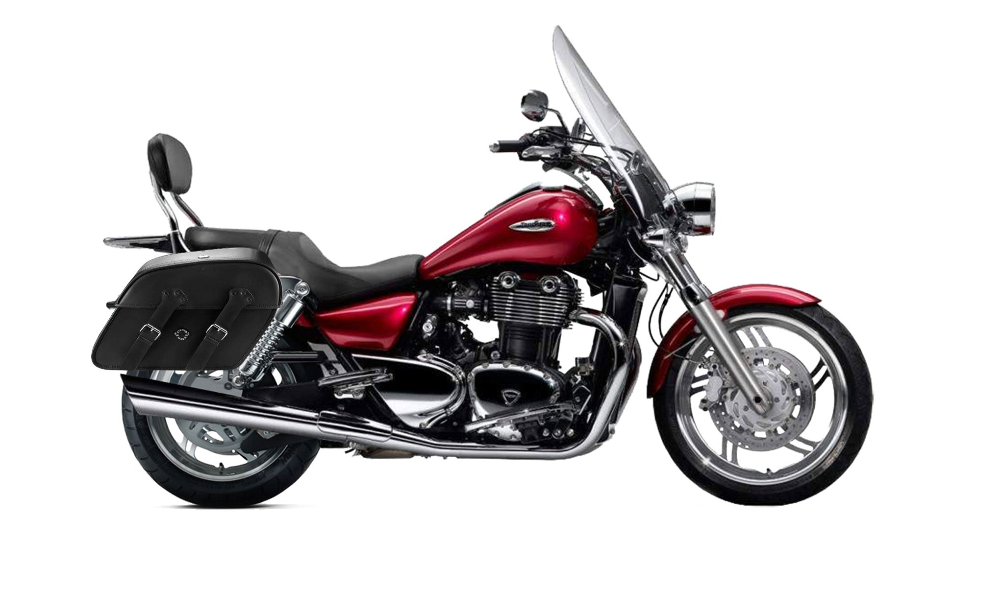 Viking Raven Extra Large Triumph Thunderbird Se Leather Motorcycle Saddlebags on Bike Photo @expand