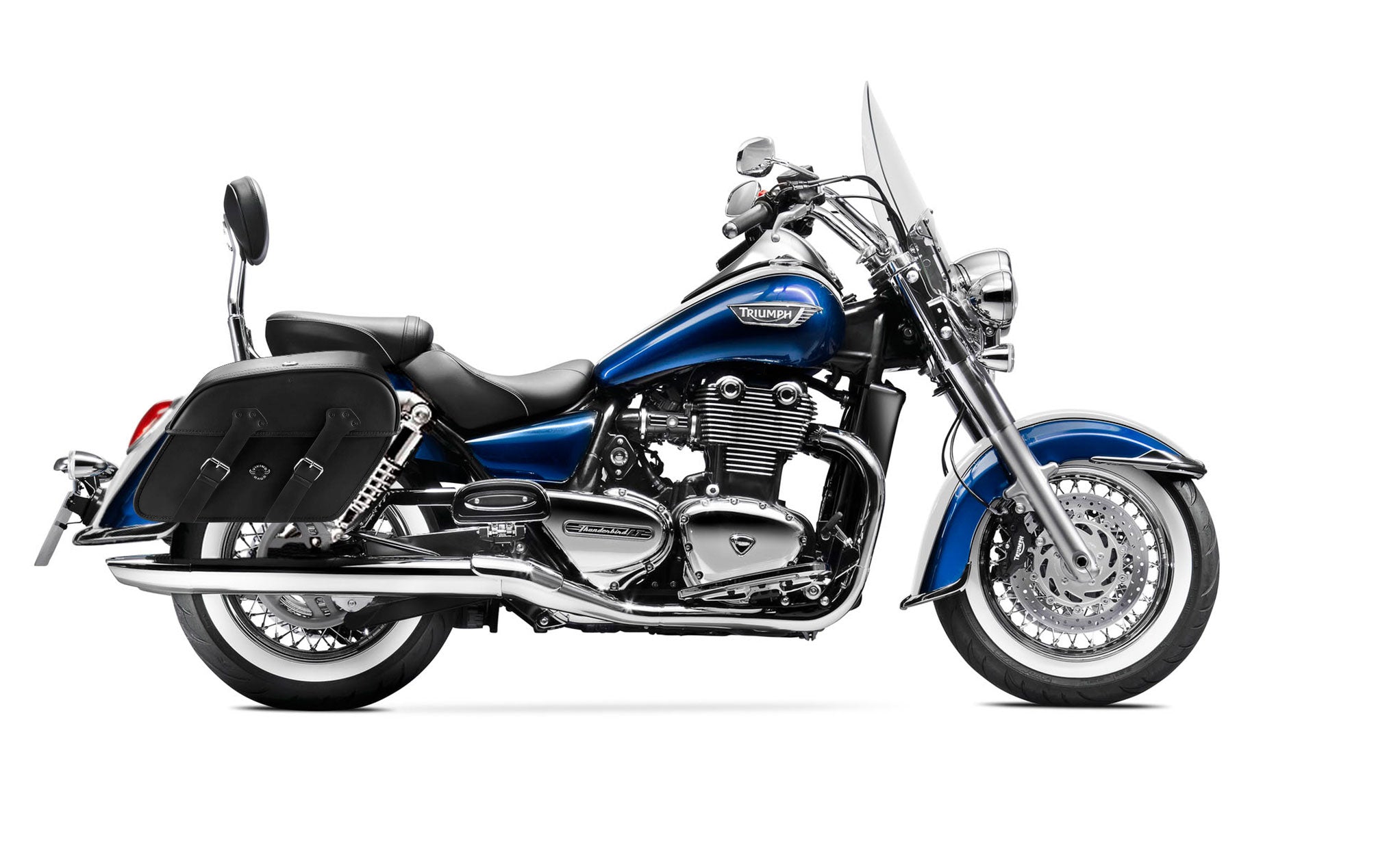 Viking Raven Extra Large Triumph Thunderbird Lt Leather Motorcycle Saddlebags on Bike Photo @expand