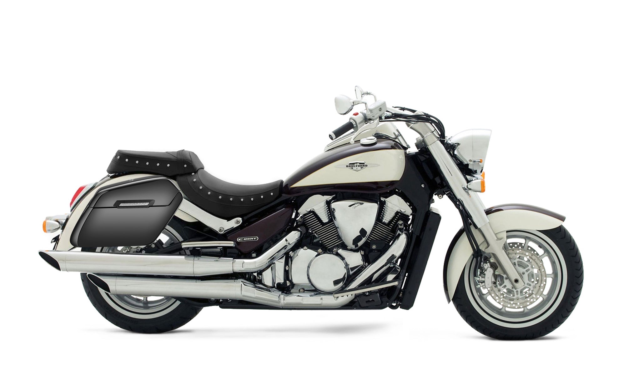 Viking Baldur Extra Large Suzuki Boulevard C109 Painted Motorcycle Hard Saddlebags on Bike Photo @expand