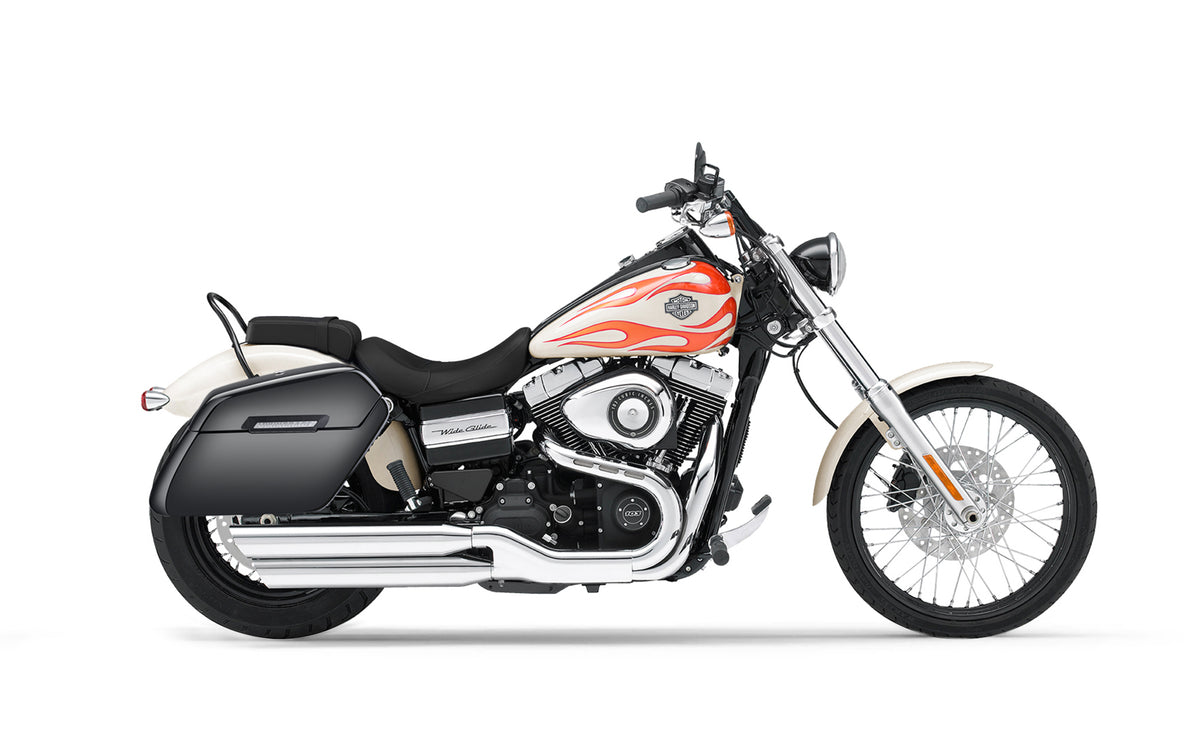 38L - Baldur Extra Large Shock Cut-Out Painted Motorcycle Hard Saddlebags for Harley Dyna Wide Glide FXDWG/I Bag on Bike @expand