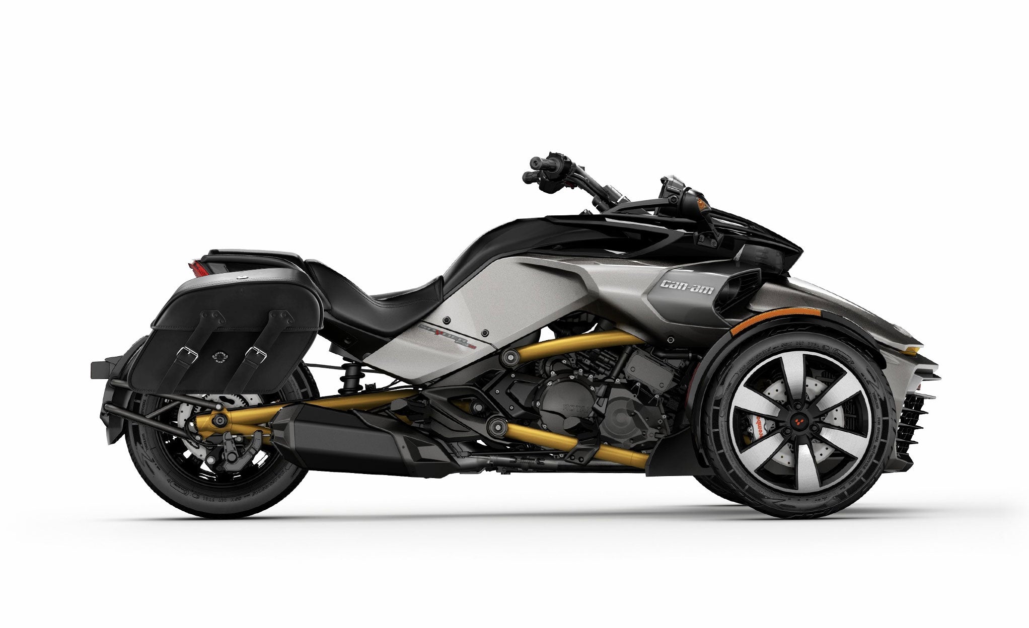 Viking Raven Extra Large Can Am Spyder F3 S Leather Motorcycle Saddlebags on Bike Photo @expand