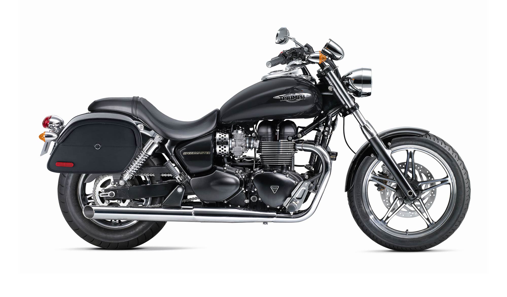 Viking California Large Triumph Speedmaster Leather Motorcycle Saddlebags on Bike Photo @expand