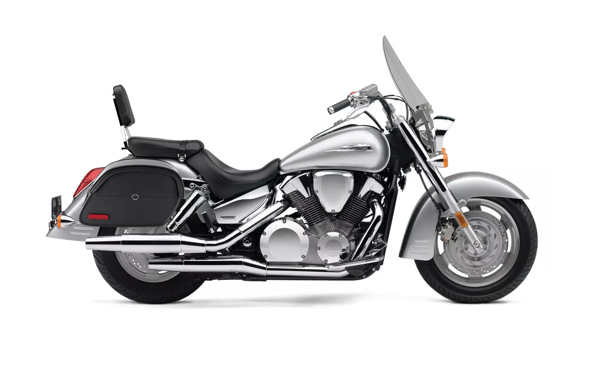 Viking California Large Honda Vtx 1300 T Tourer Leather Motorcycle Saddlebags on Bike Photo @expand