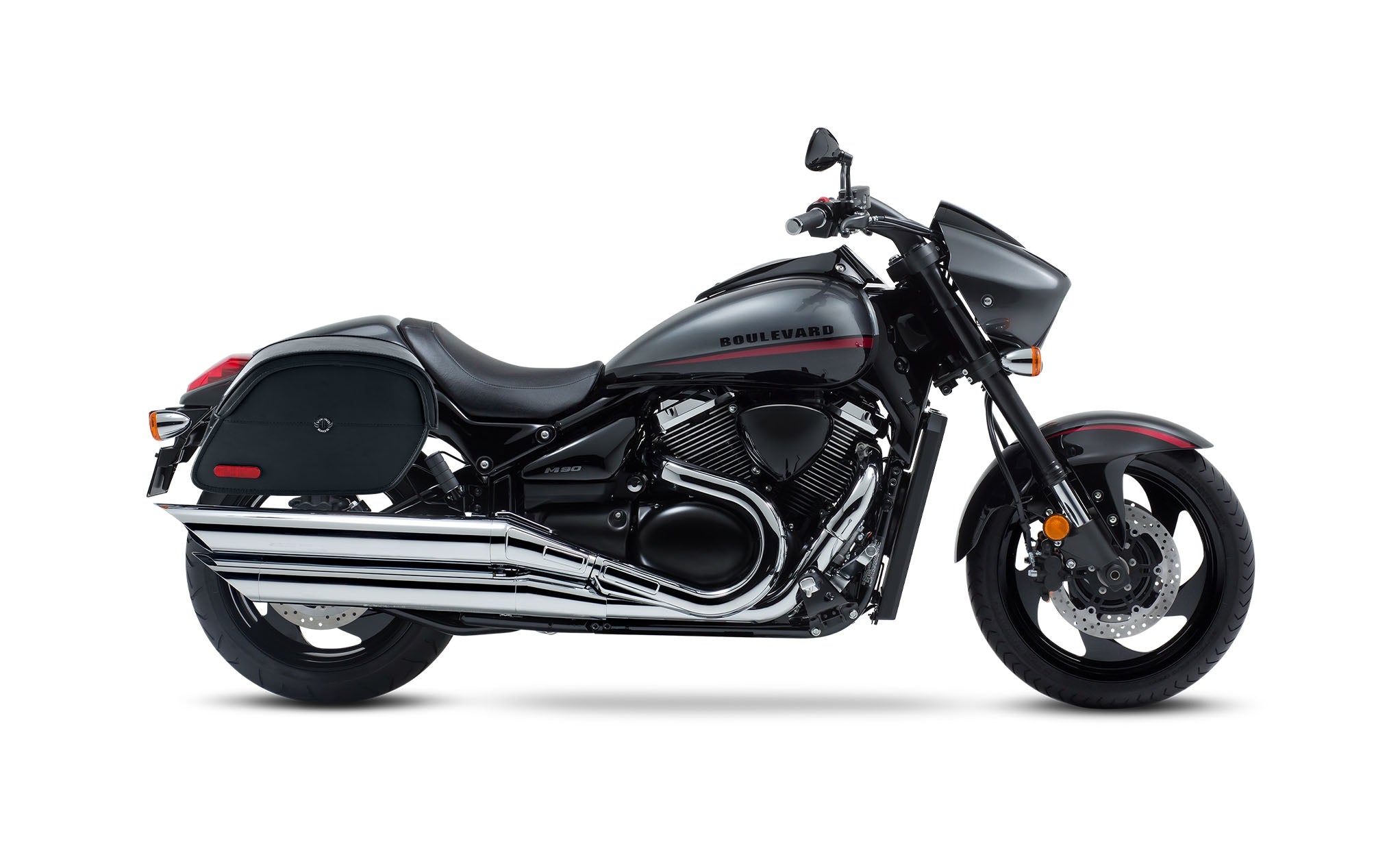 Viking California Large Suzuki Boulevard M90 Vz1500 Leather Motorcycle Saddlebags on Bike Photo @expand
