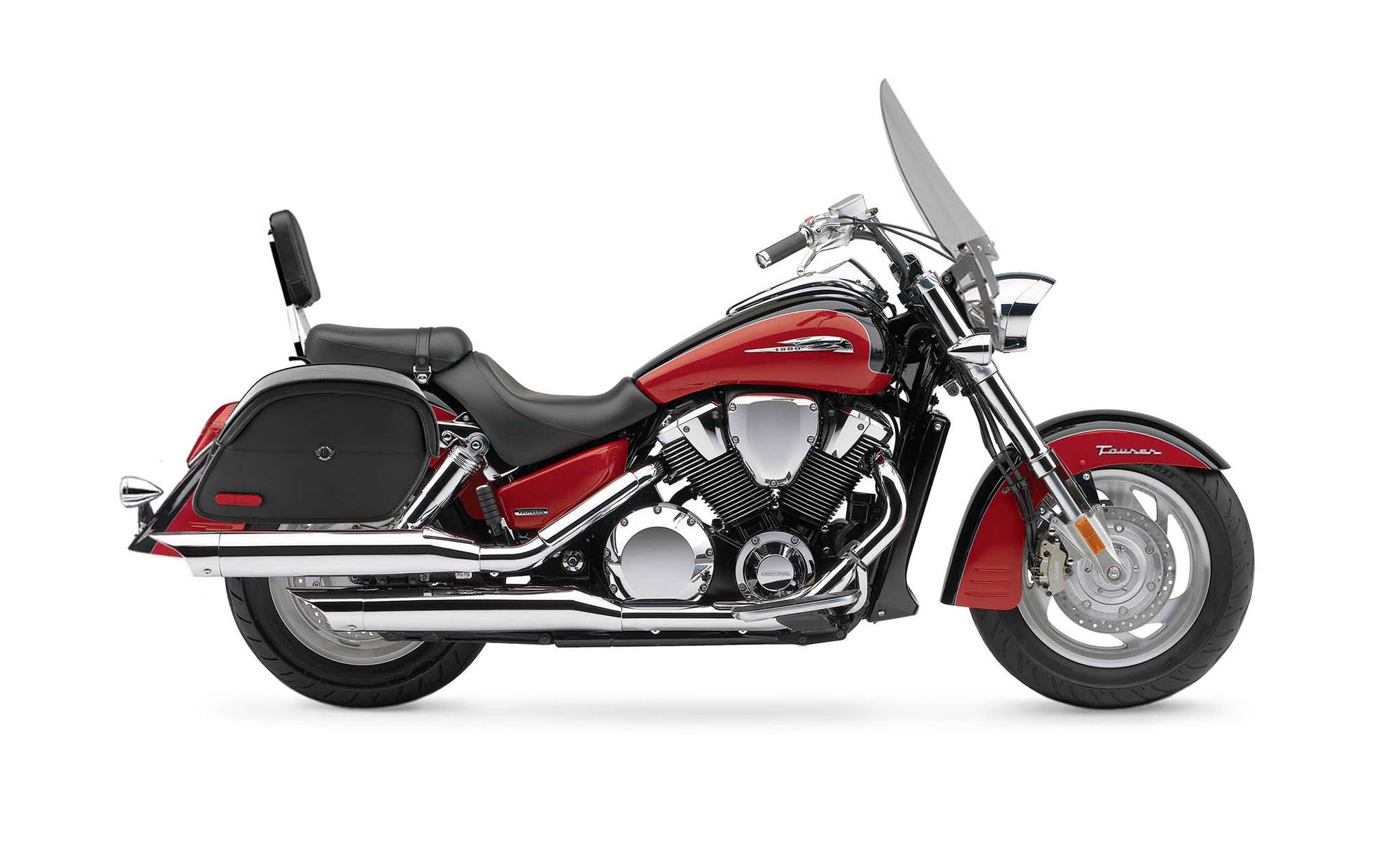 Viking California Large Honda Vtx 1800 T Tourer Leather Motorcycle Saddlebags on Bike Photo @expand