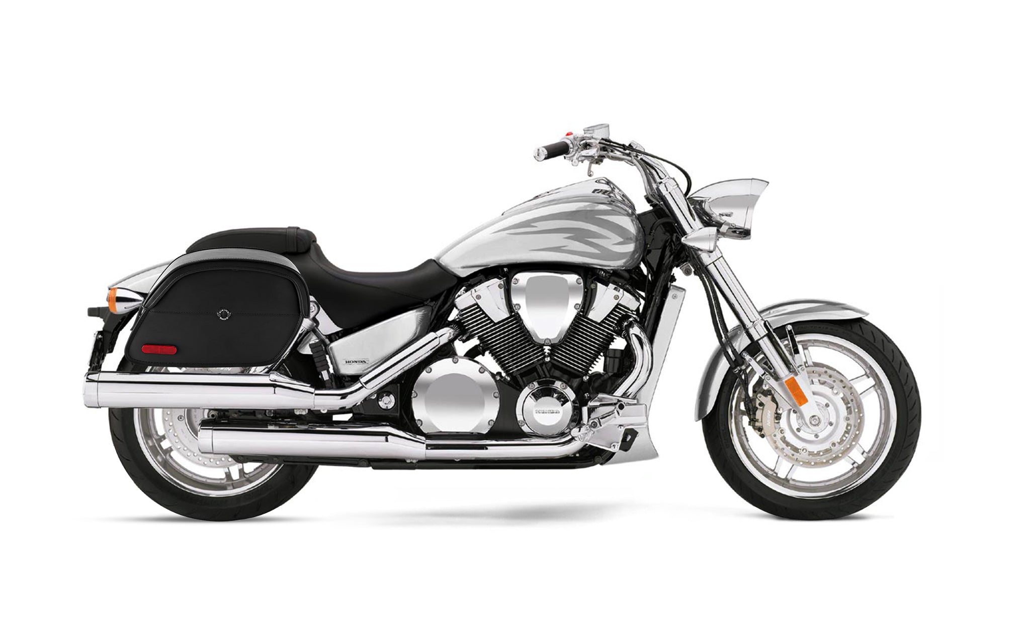 Viking California Large Honda Vtx 1800 F Leather Motorcycle Saddlebags on Bike Photo @expand