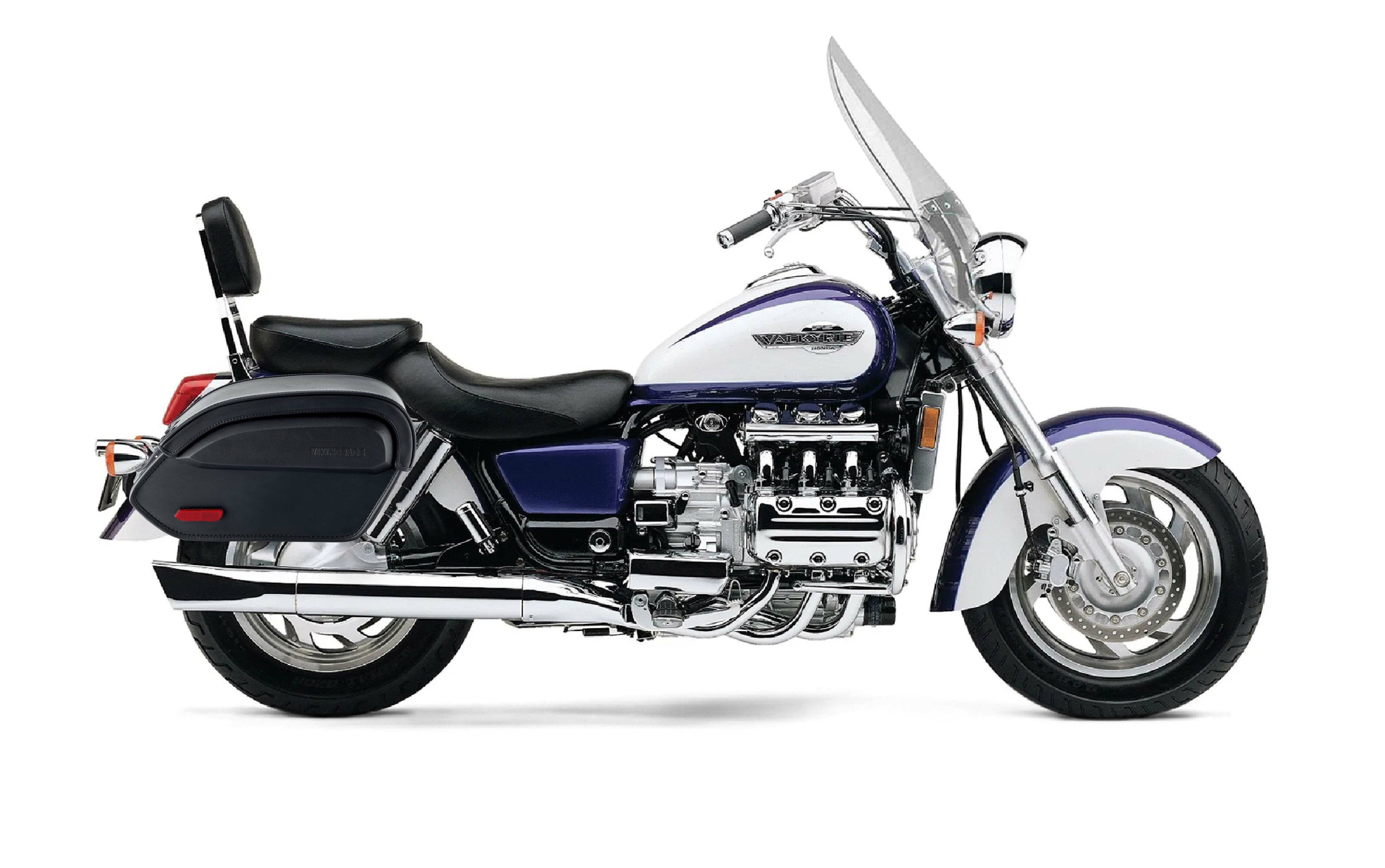 Viking Aviator Large Honda 1500 Valkyrie Tourer Leather Motorcycle Saddlebags on Bike Photo @expand