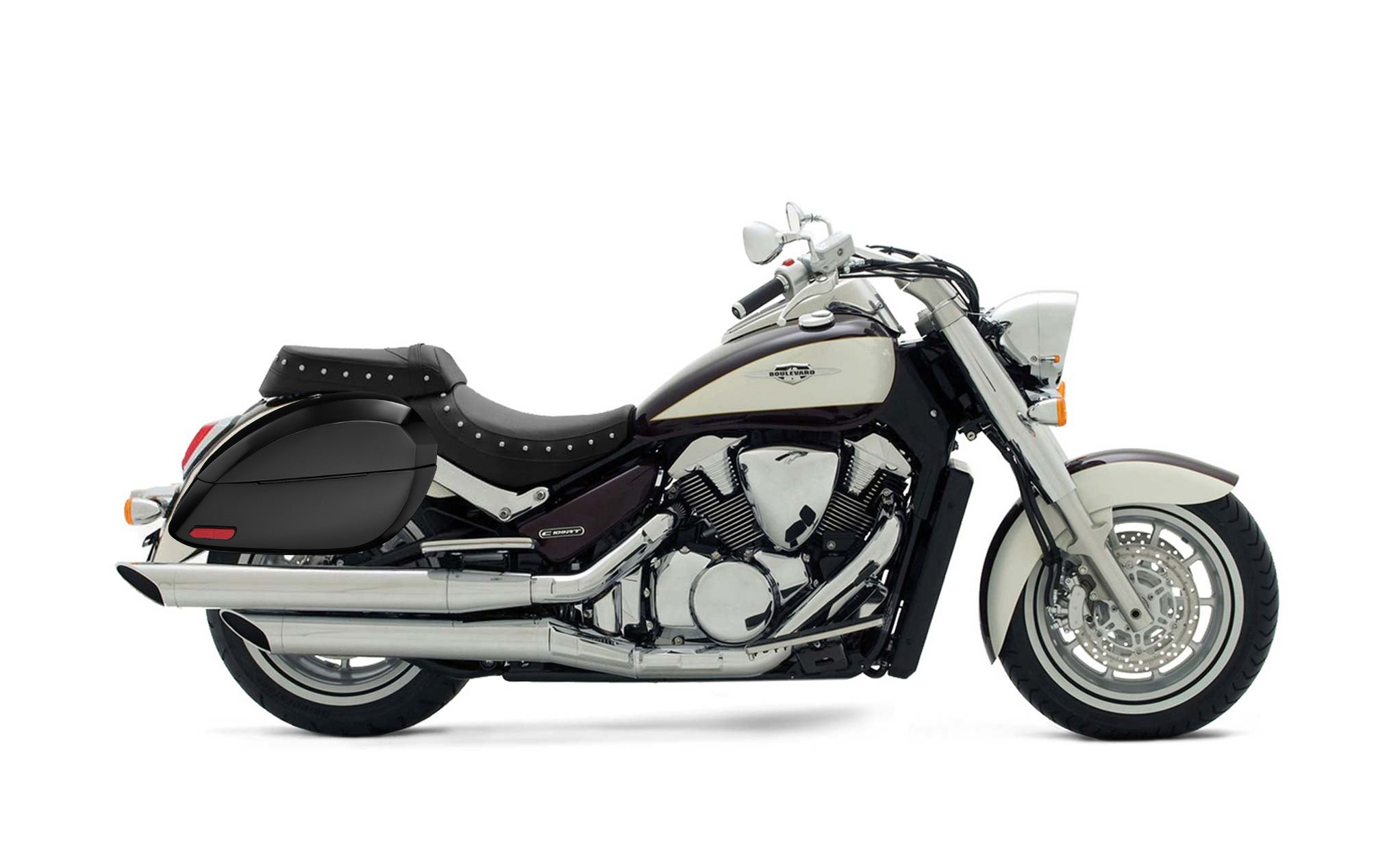 Viking Phantom Large Suzuki Boulevard C109 Painted Motorcycle Hard Saddlebags Engineering Excellence with Bag on Bike @expand