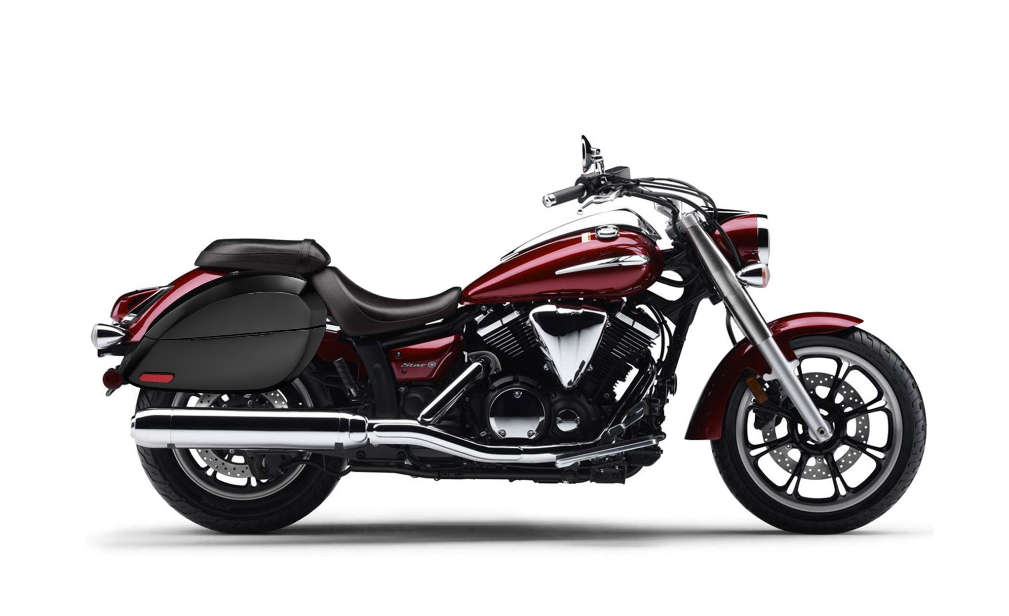 Viking Phantom Large Yamaha V Star 950 Painted Motorcycle Hard Saddlebags Engineering Excellence with Bag on Bike @expand