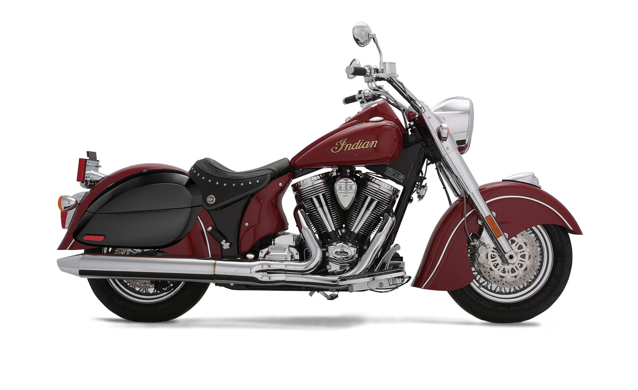 Viking Phantom Large Indian Chief Deluxe Painted Motorcycle Hard Saddlebags Engineering Excellence with Bag on Bike @expand
