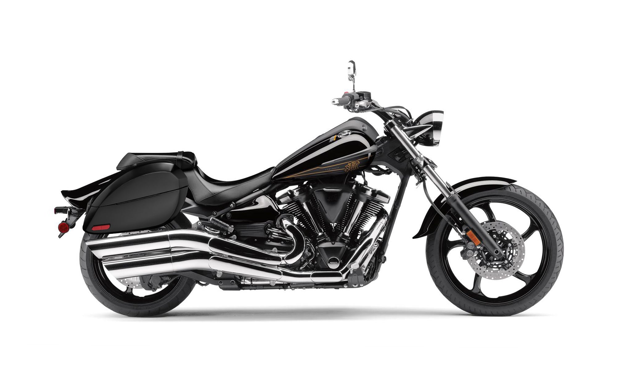 Viking Phantom Large Yamaha Raider Painted Motorcycle Hard Saddlebags Engineering Excellence with Bag on Bike @expand