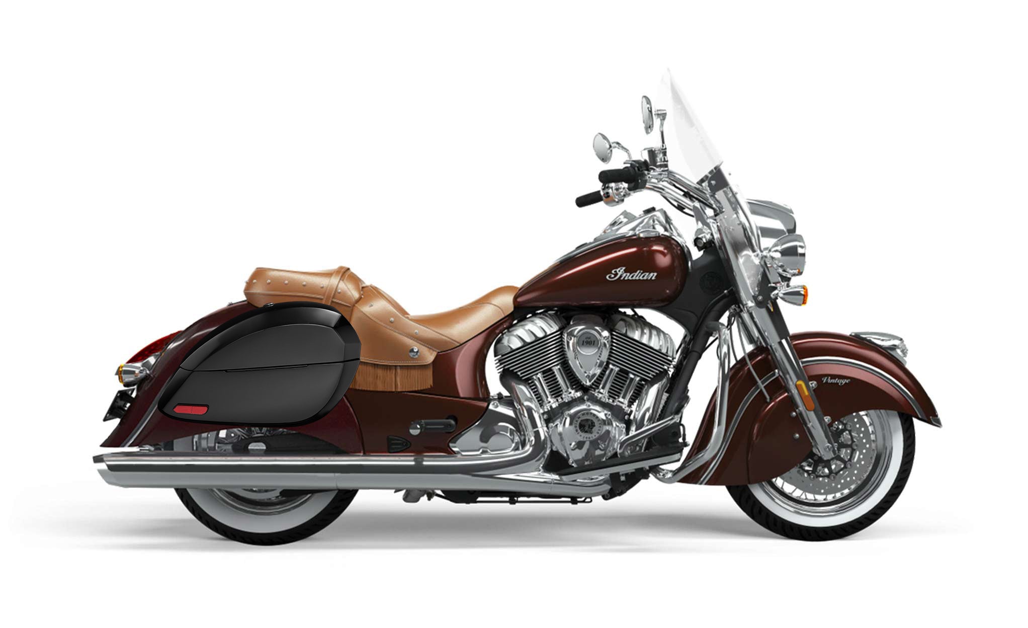 Viking Phantom Large Indian Vintage Painted Motorcycle Hard Saddlebags Engineering Excellence with Bag on Bike @expand