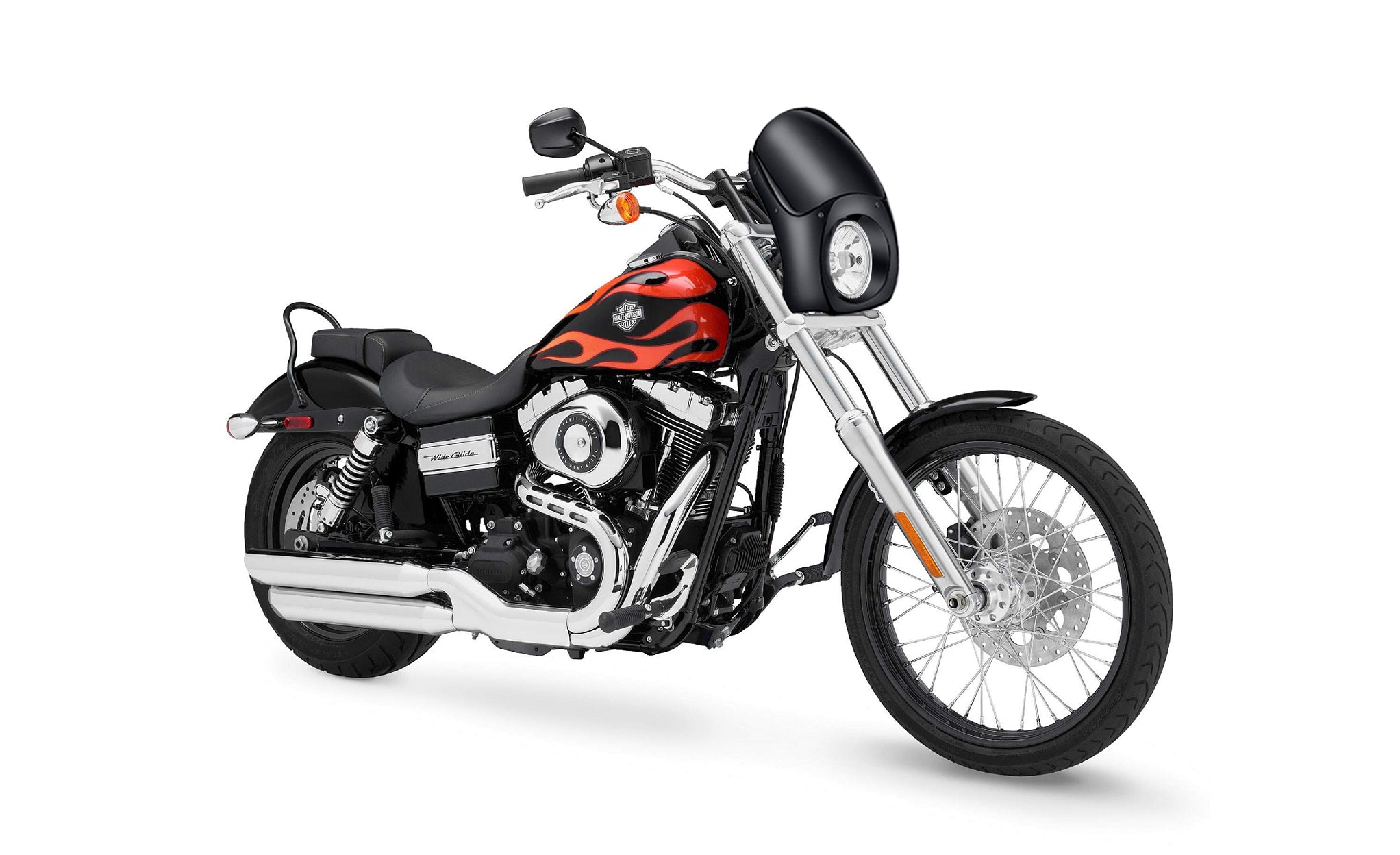 Viking Bronco Motorcycle Fairing For Harley Dyna Wide Glide FXDWG Gloss Black Bag on Bike View @expand