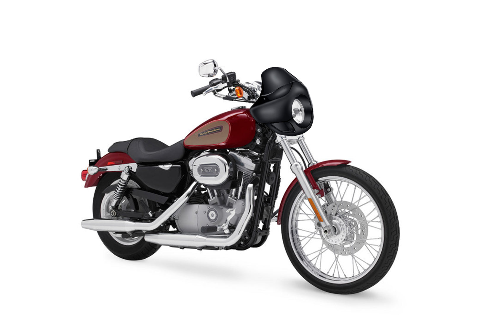 Viking Derby Motorcycle Fairing For Harley Sportster 883 Custom XL883C Gloss Black Bag on Bike View @expand