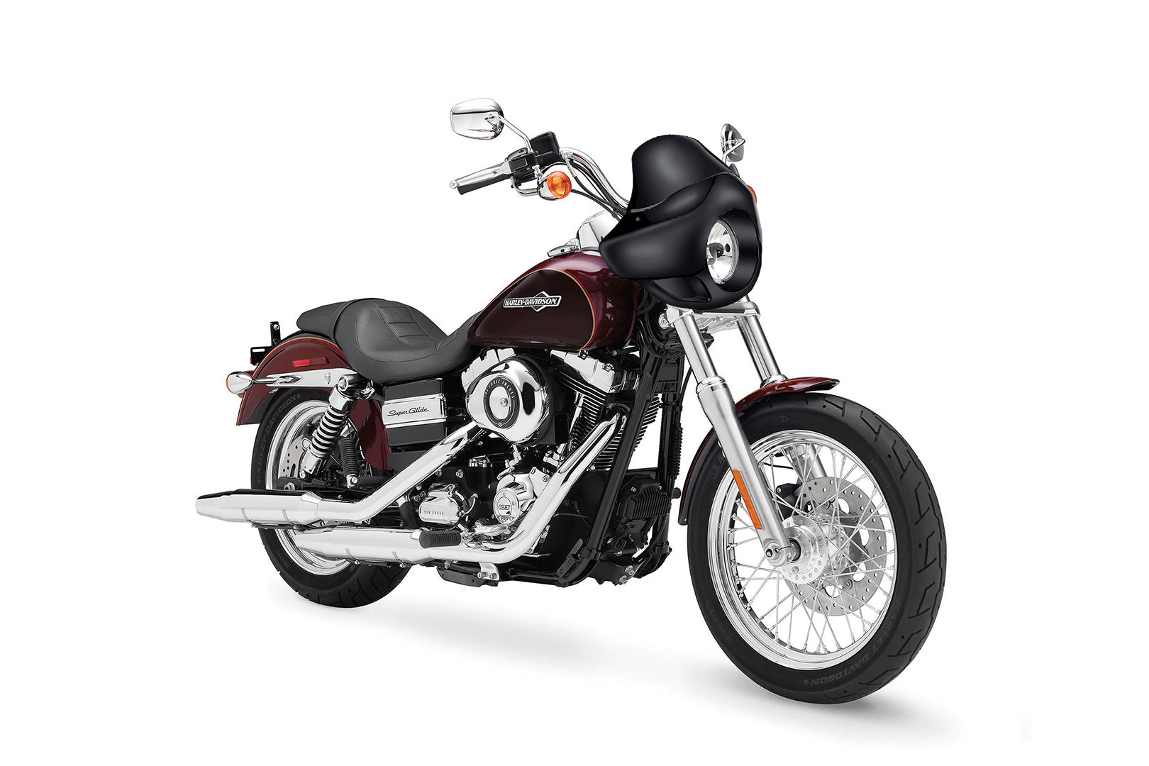 Viking Derby Motorcycle Fairing For Harley Dyna Super Glide FXD Gloss Black Bag on Bike View @expand