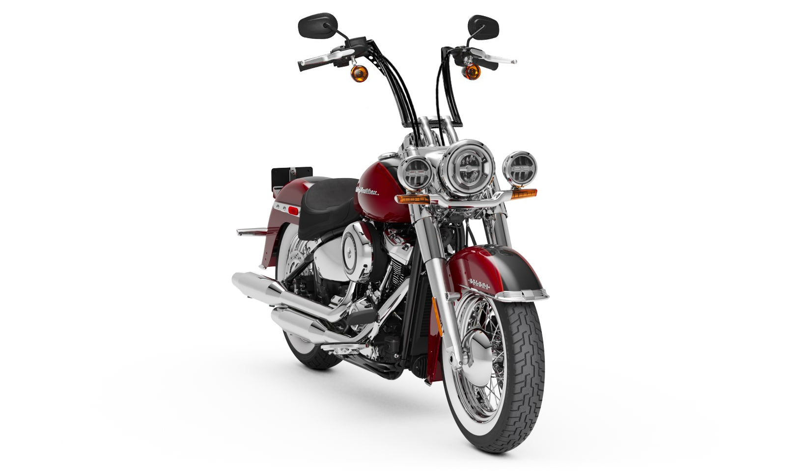 Viking Iron Born 12" Handlebar For Harley Softail Deluxe FLSTN Gloss Black Bag on Bike View @expand