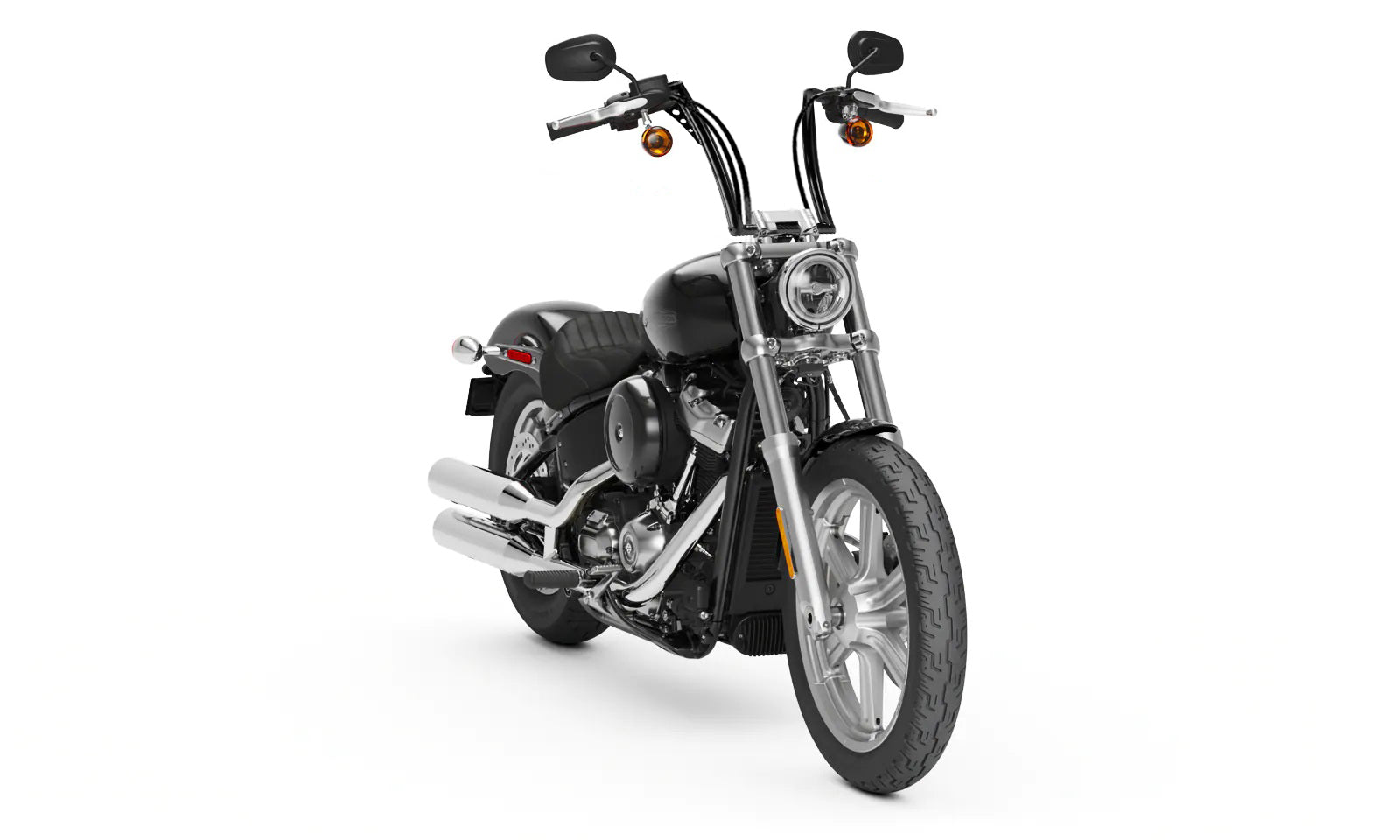 Viking Iron Born 12" Handlebar For Harley Softail Standard FXST Gloss Black Bag on Bike View @expand