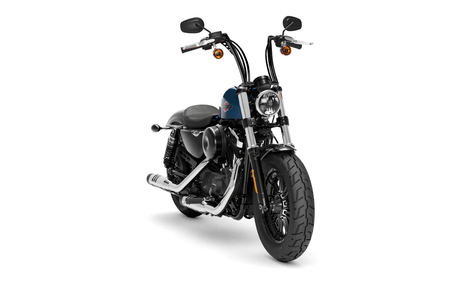 Viking Iron Born 12" Handlebar For Harley Sportster Forty Eight Gloss Black Bag on Bike View @expand