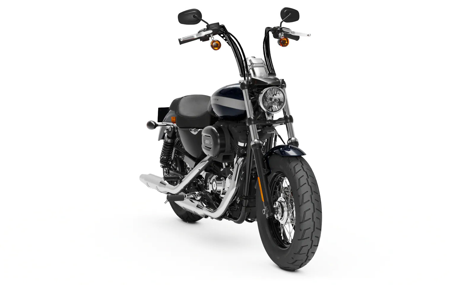 Viking Iron Born 12" Handlebar For Harley Sportster 1200 Custom XL1200C Gloss Black Bag on Bike View @expand