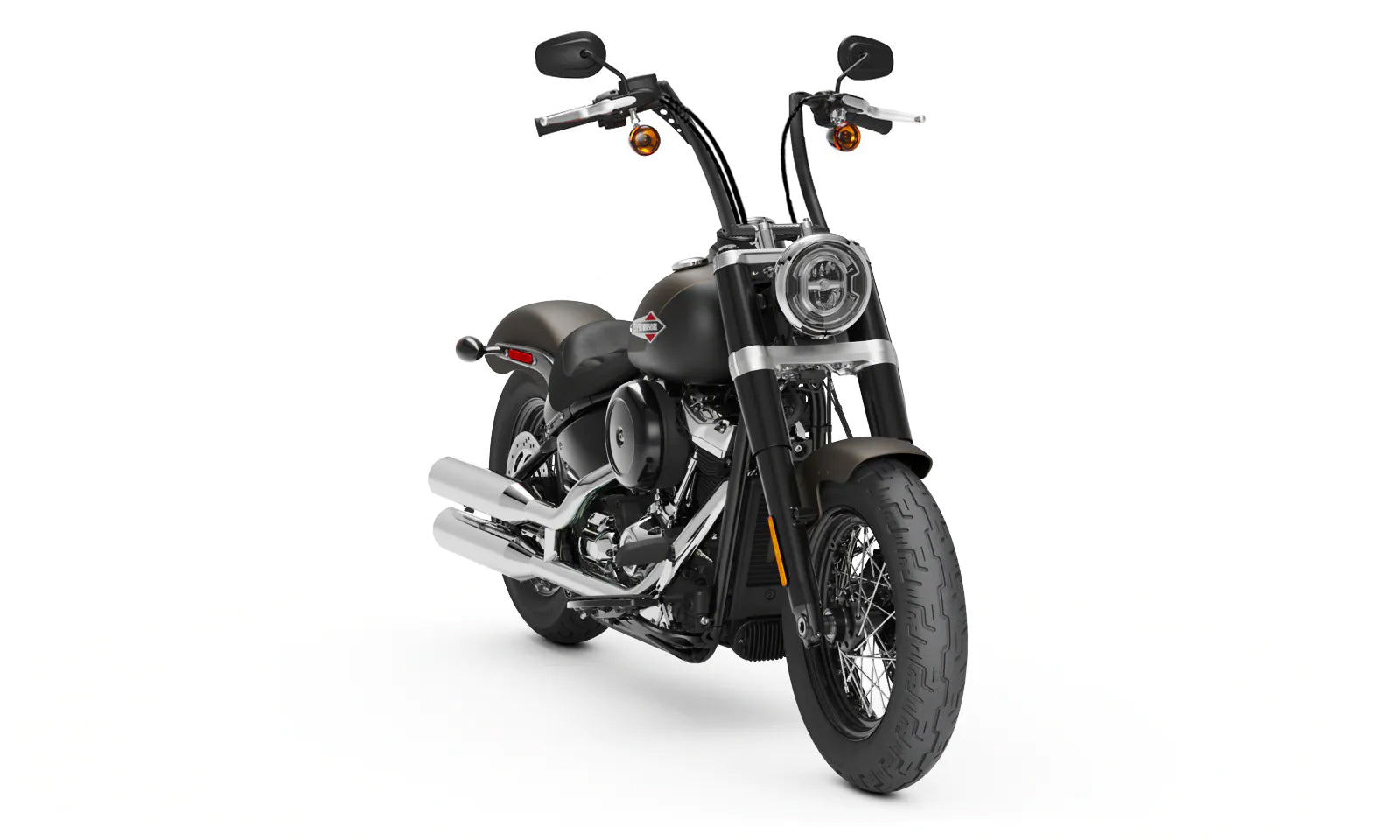 Viking Iron Born 12" Handlebar for Harley Softail Slim FLS Matte Black Bag on Bike View @expand