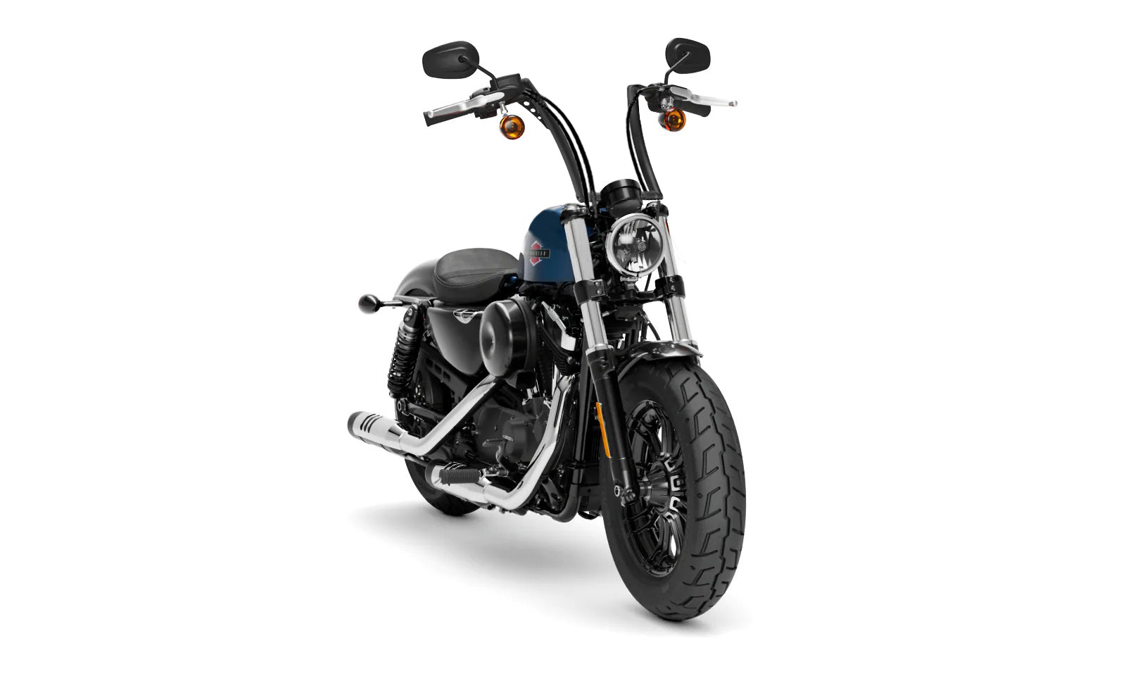 Viking Iron Born 12" Handlebar for Harley Sportster Forty Eight Matte Black Bag on Bike View @expand