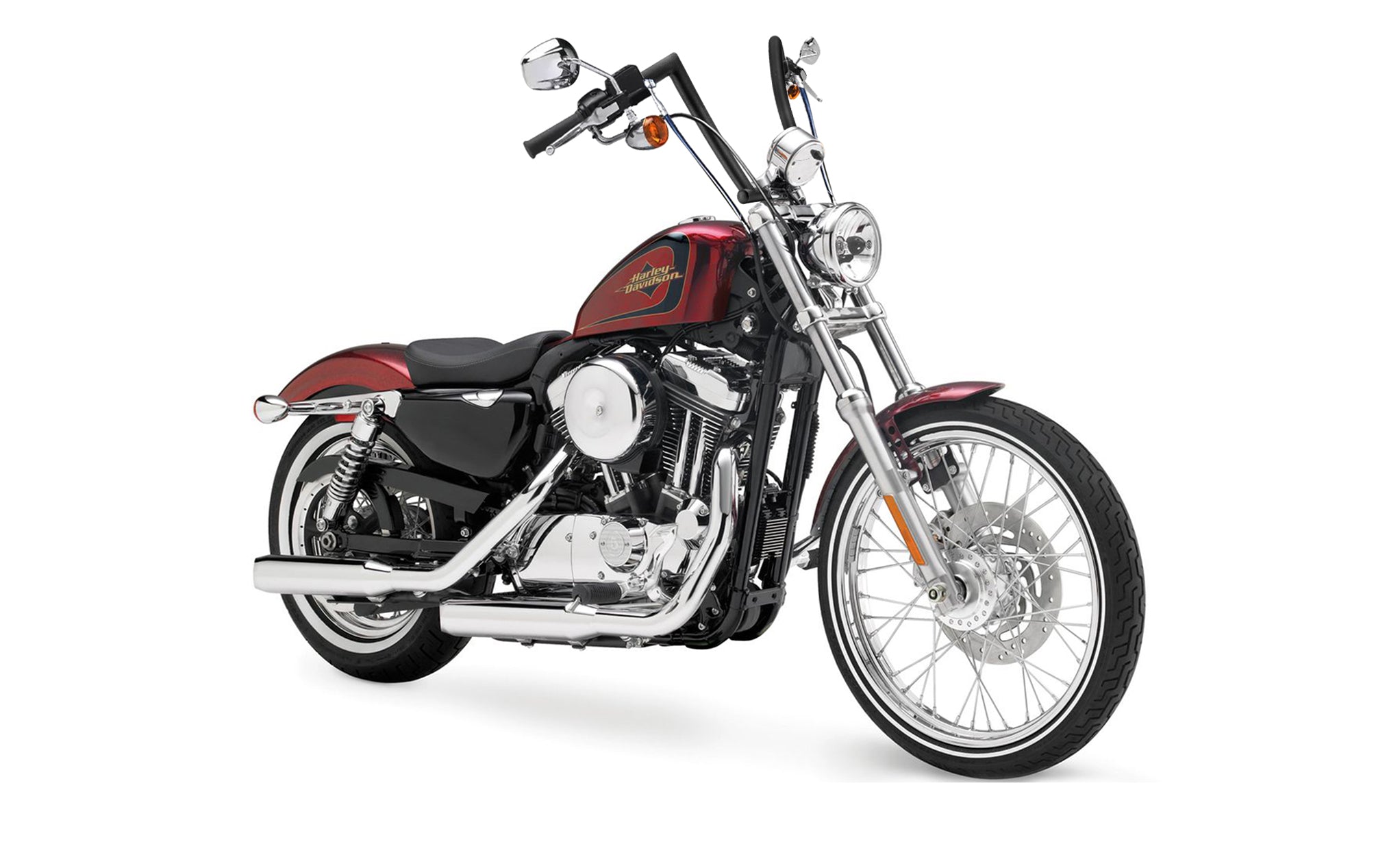 Viking Iron Born 9" Handlebar for Harley Sportster Seventy Two Matte Black Bag on Bike View @expand