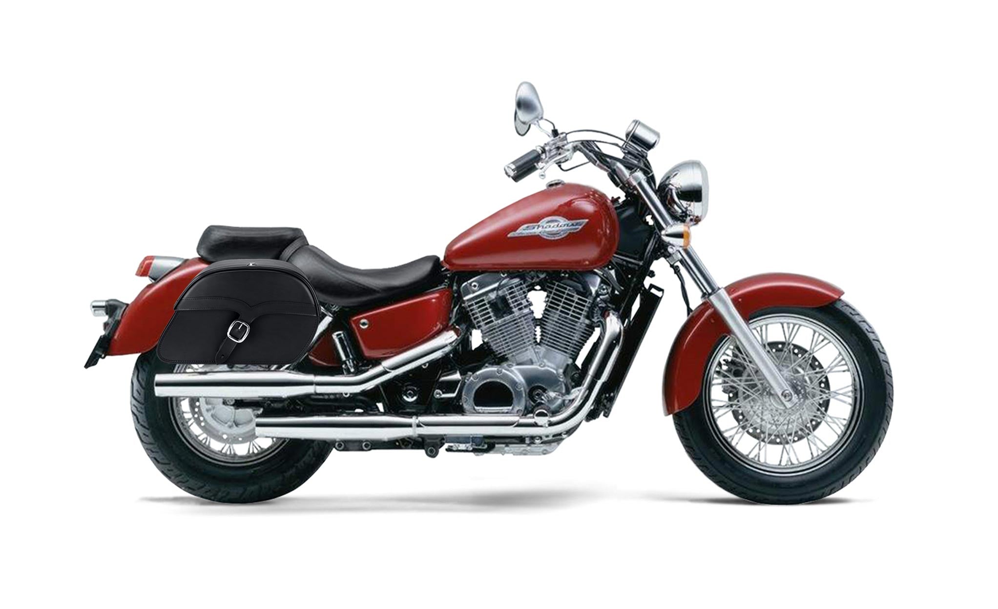 Viking Vintage Medium Honda Shadow 1100 Ace Leather Motorcycle Saddlebags on Bike Photo @expand