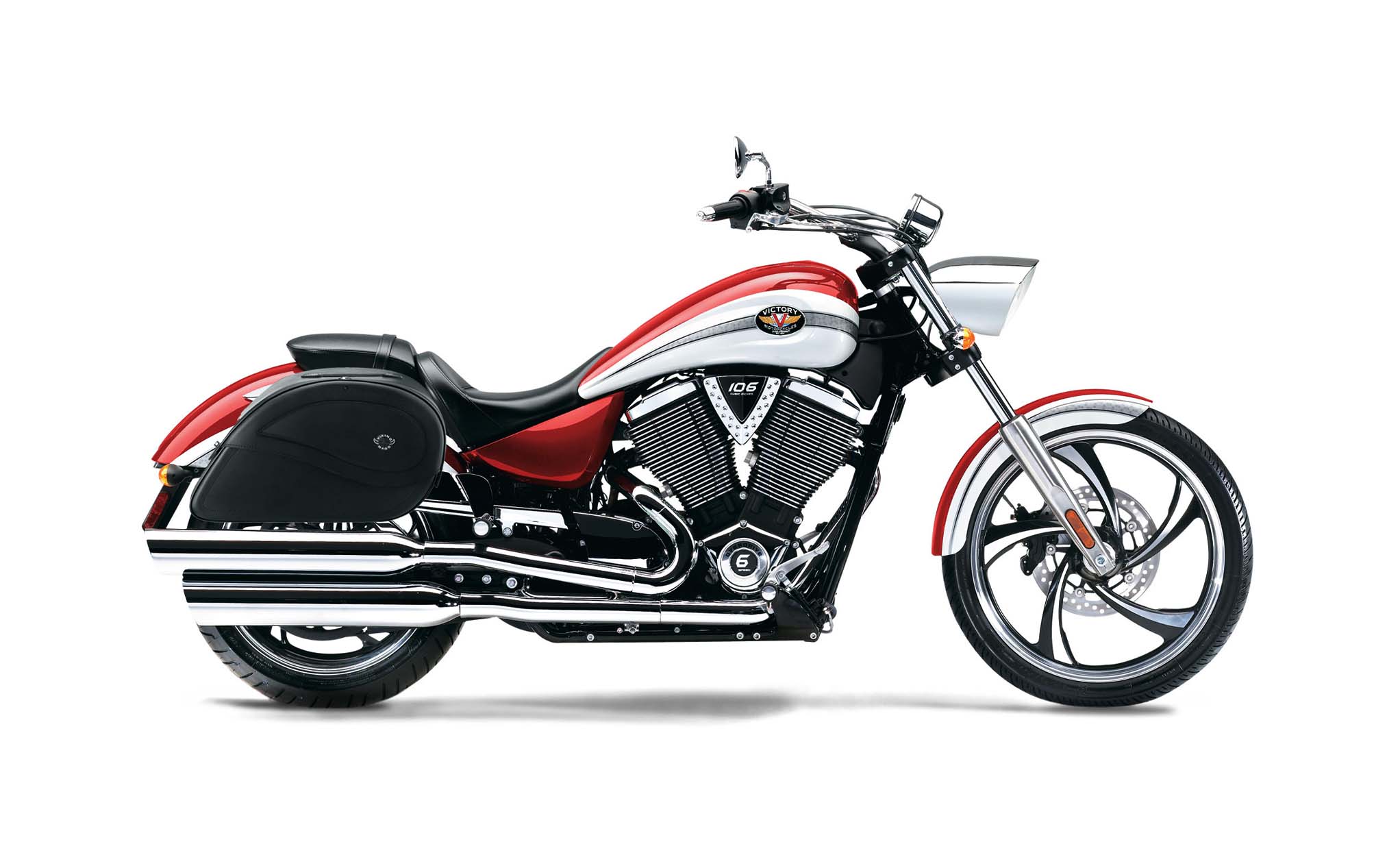 Viking Ultimate Large Victory Vegas Leather Motorcycle Saddlebags on Bike Photo @expand
