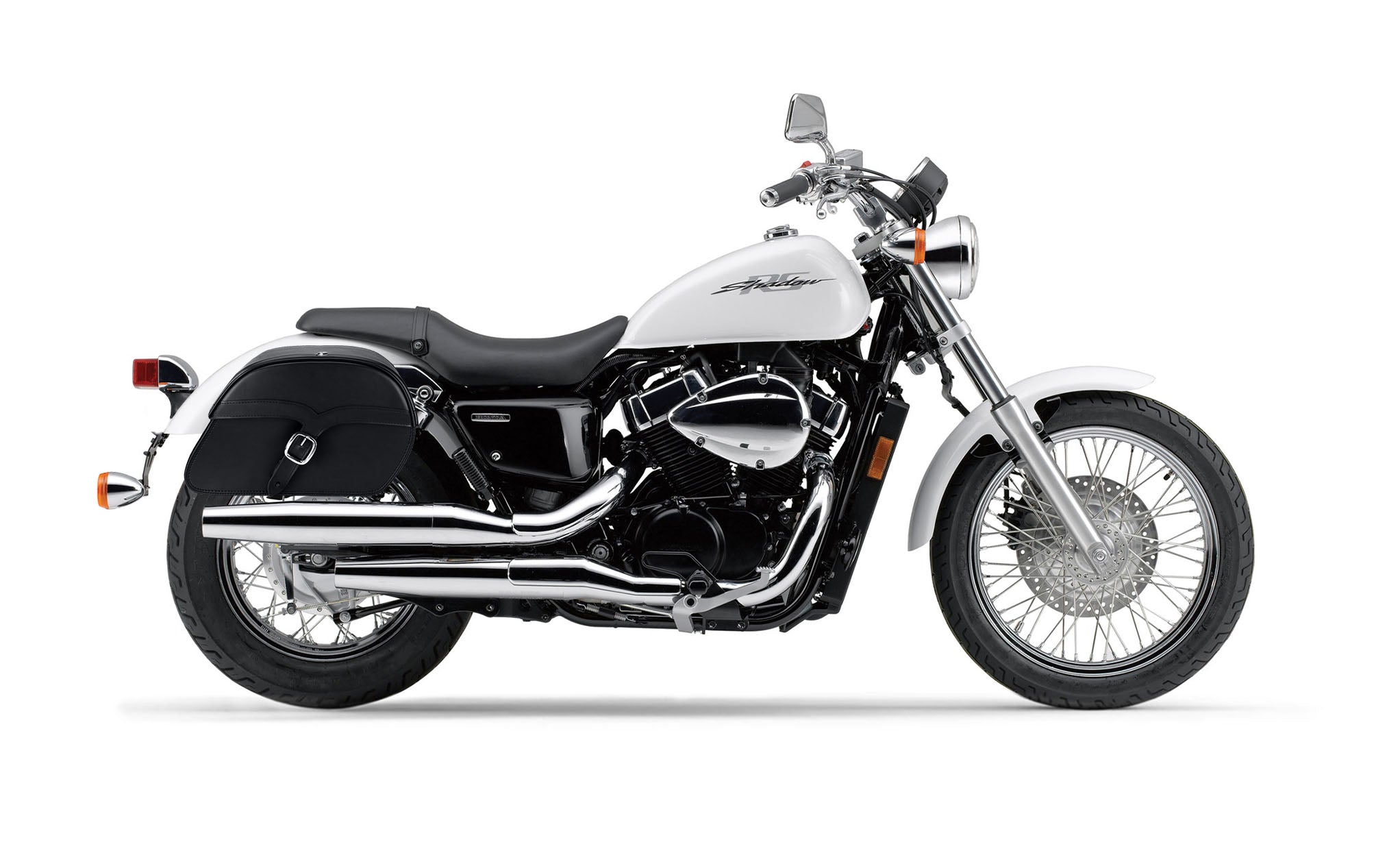 Viking Vintage Medium Honda Shadow 750 Rs Leather Motorcycle Saddlebags on Bike Photo @expand