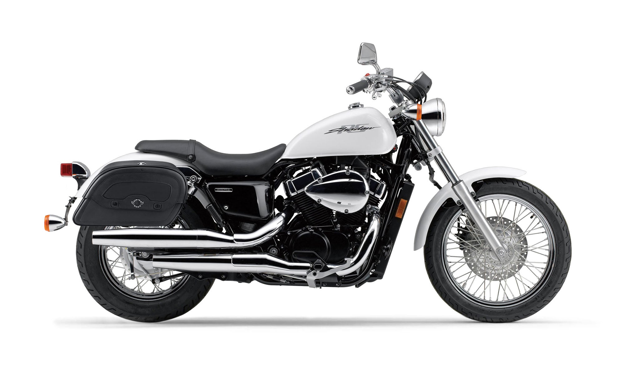 Viking Warrior Medium Honda Shadow 750 Rs Leather Motorcycle Saddlebags on Bike Photo @expand
