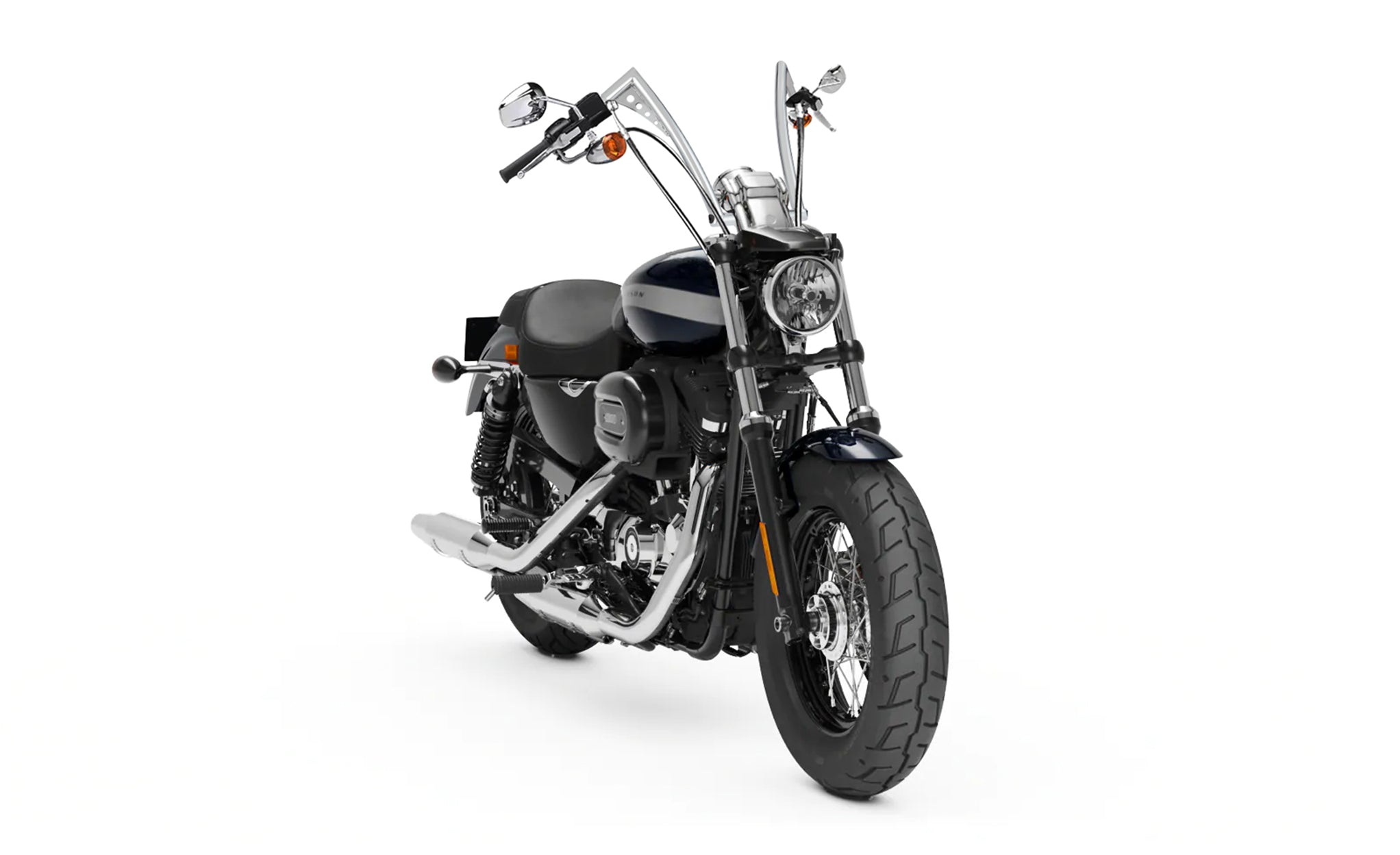 Viking Iron Born 12" Handlebar For Harley Sportster 1200 Custom XL1200C Chrome Bag on Bike View @expand