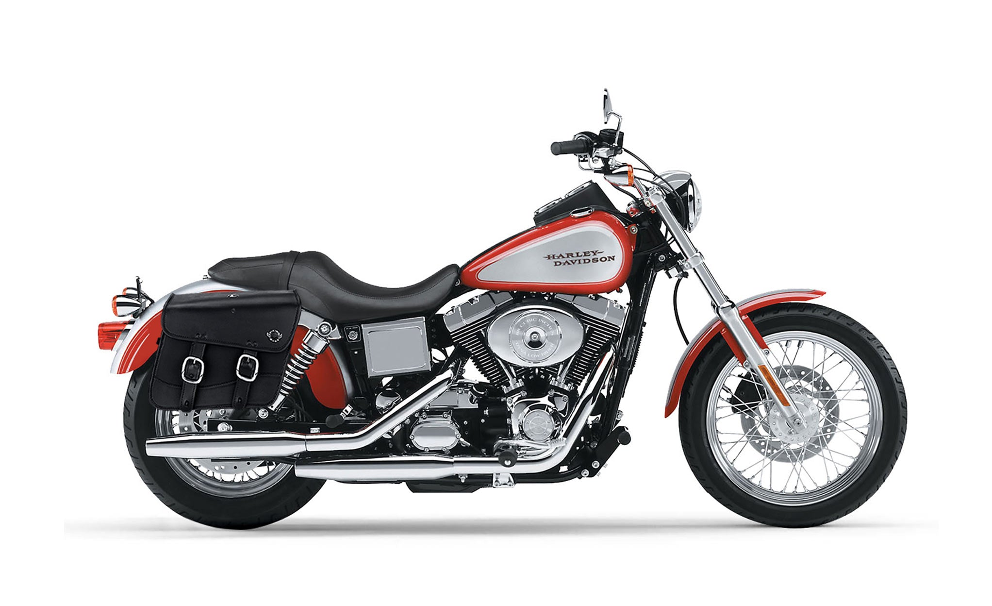 Viking Thor Medium Leather Motorcycle Saddlebags For Harley Davidson Dyna Low Rider Fxdl I on Bike Photo @expand