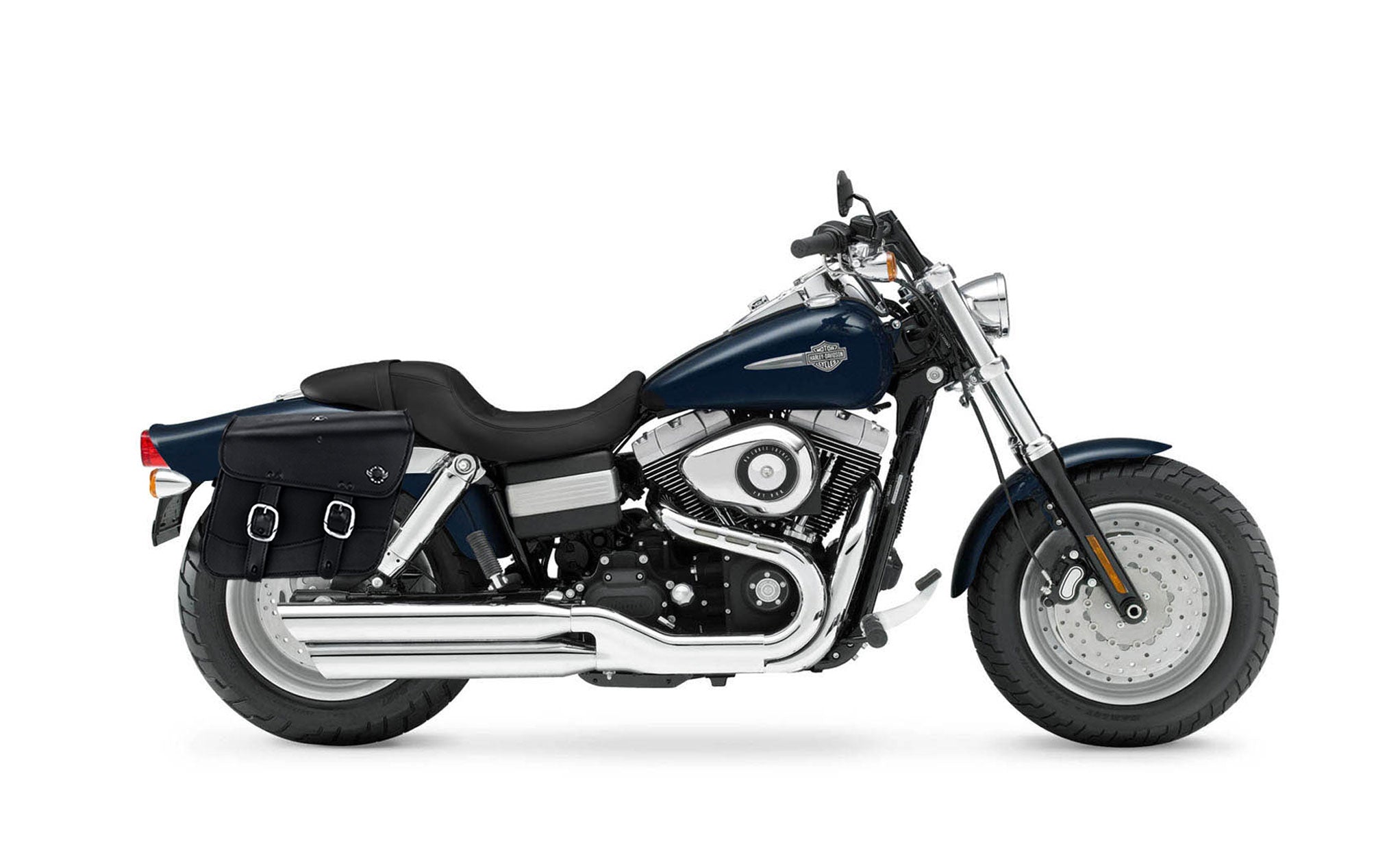 Viking Thor Medium Leather Motorcycle Saddlebags For Harley Davidson Dyna Fat Bob Fxdf Se on Bike Photo @expand