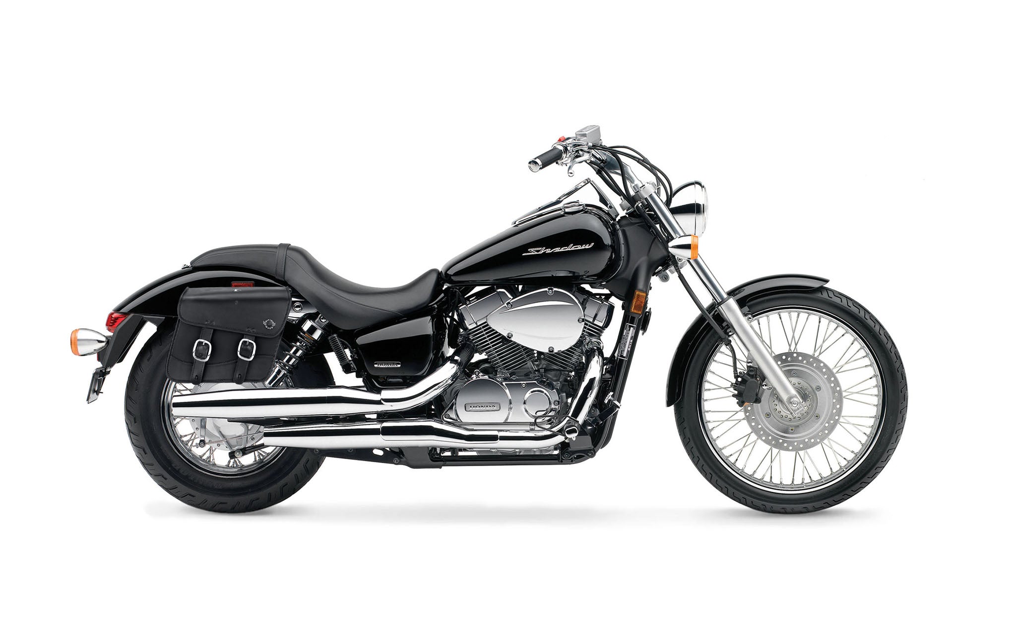 Viking Thor Medium Honda Shadow 750 Spirit Incl C2 Leather Motorcycle Saddlebags on Bike Photo @expand