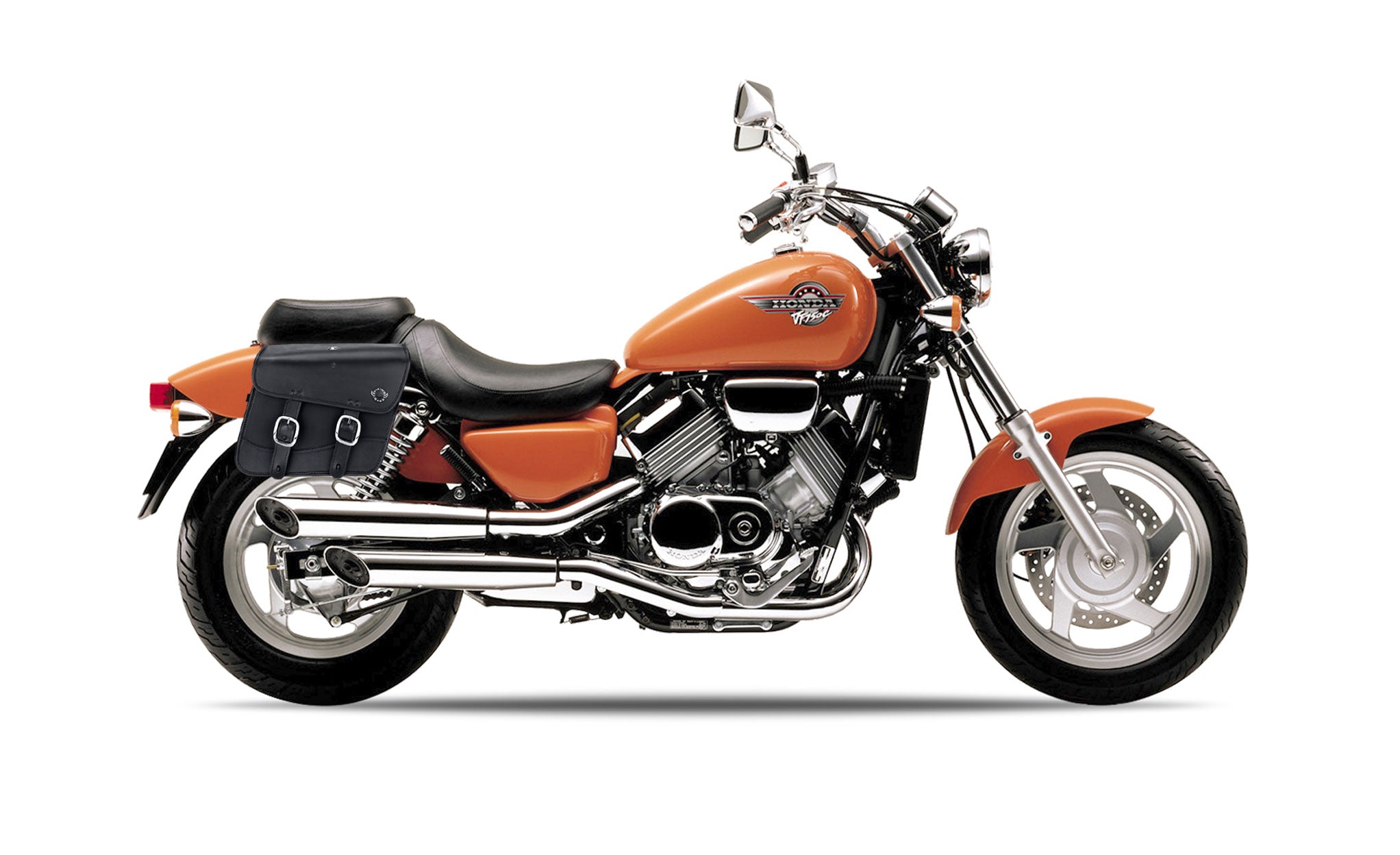 Viking Thor Medium Honda Magna 750 Vf750C Leather Motorcycle Saddlebags on Bike Photo @expand