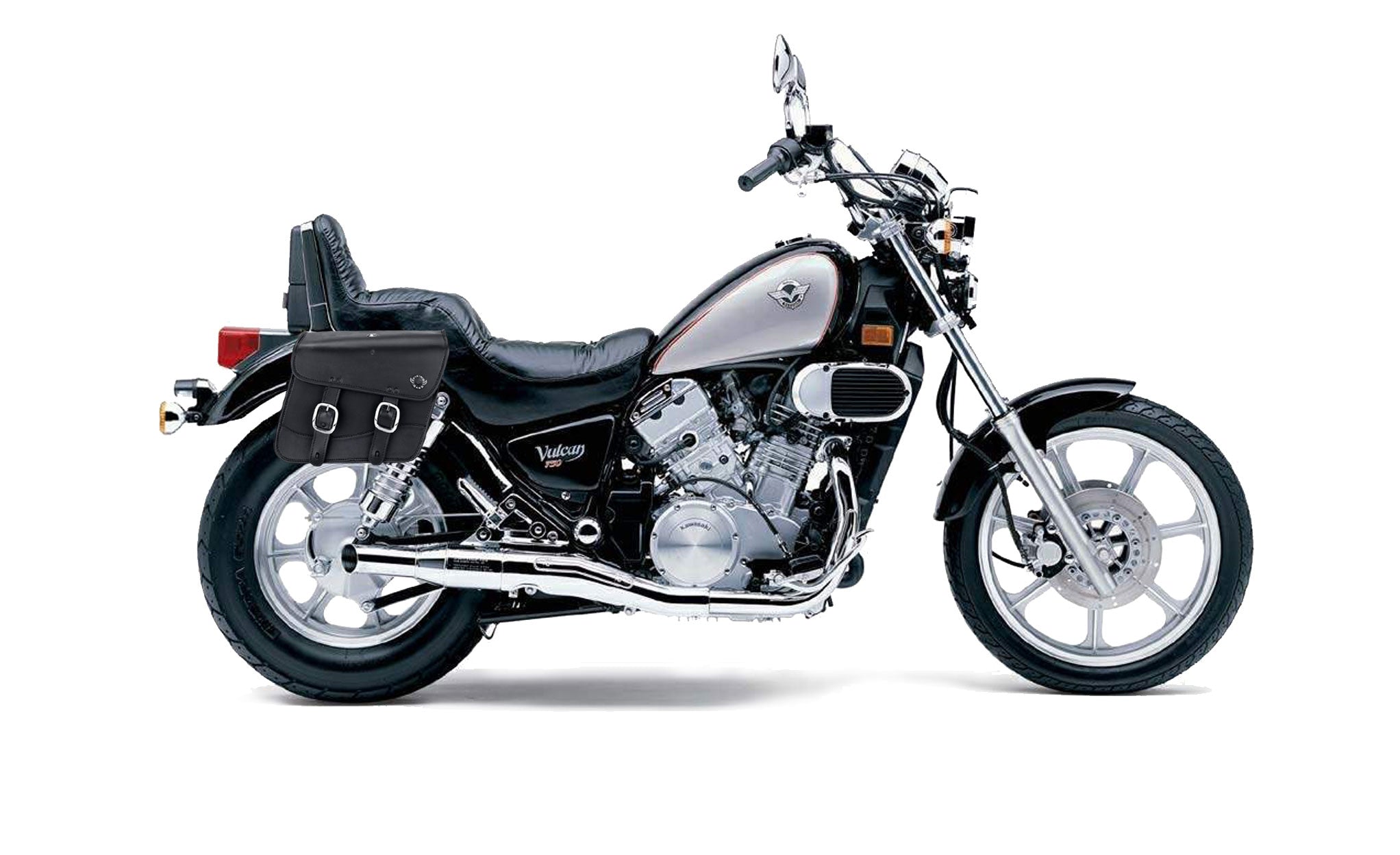 Viking Thor Medium Kawasaki Vulcan 750 Vn750 Leather Motorcycle Saddlebags on Bike Photo @expand