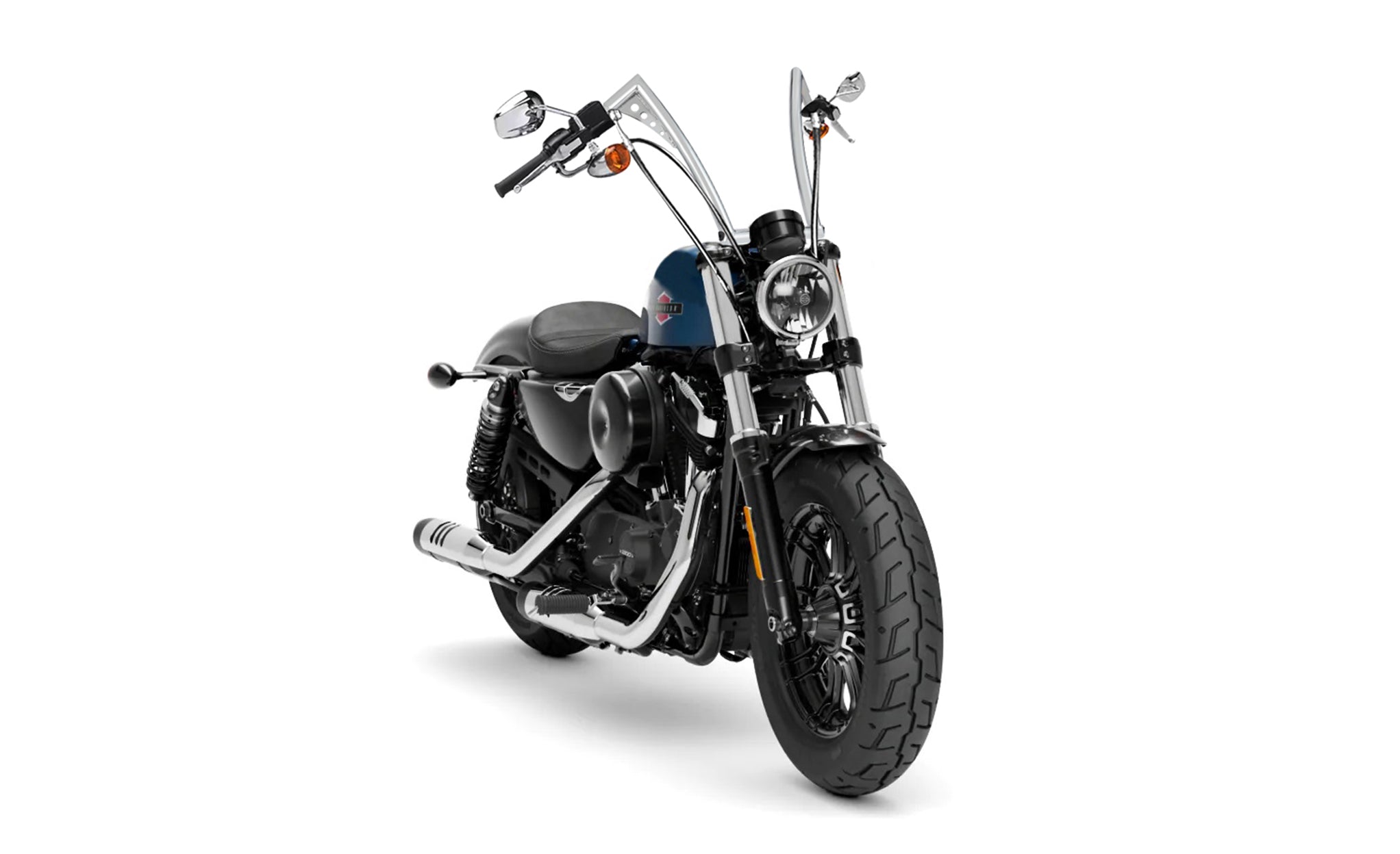 Viking Iron Born 12" Handlebar For Harley Sportster Forty Eight Chrome Bag on Bike View @expand