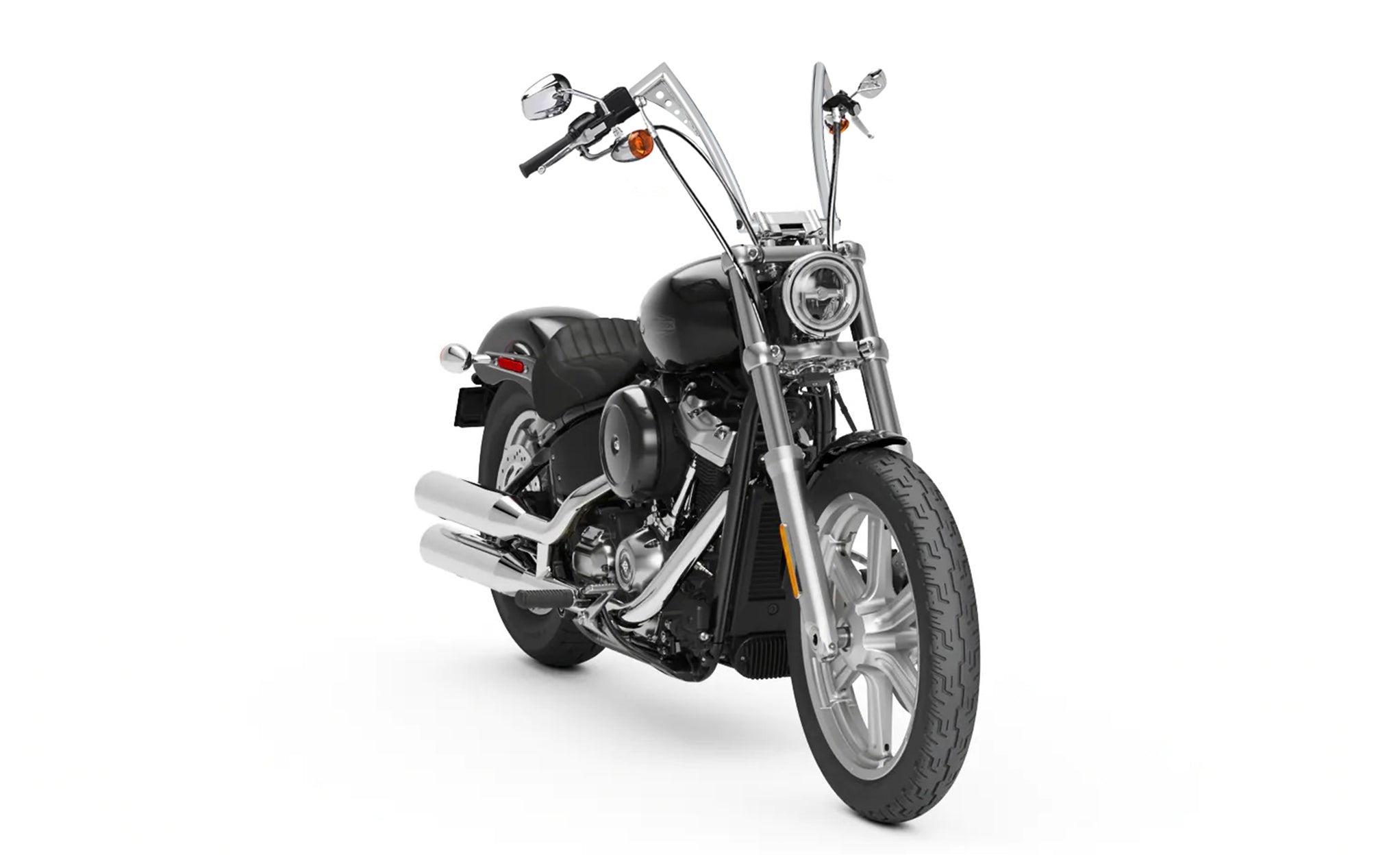Viking Iron Born 12" Handlebar For Harley Softail Standard FXST Chrome Bag on Bike View @expand
