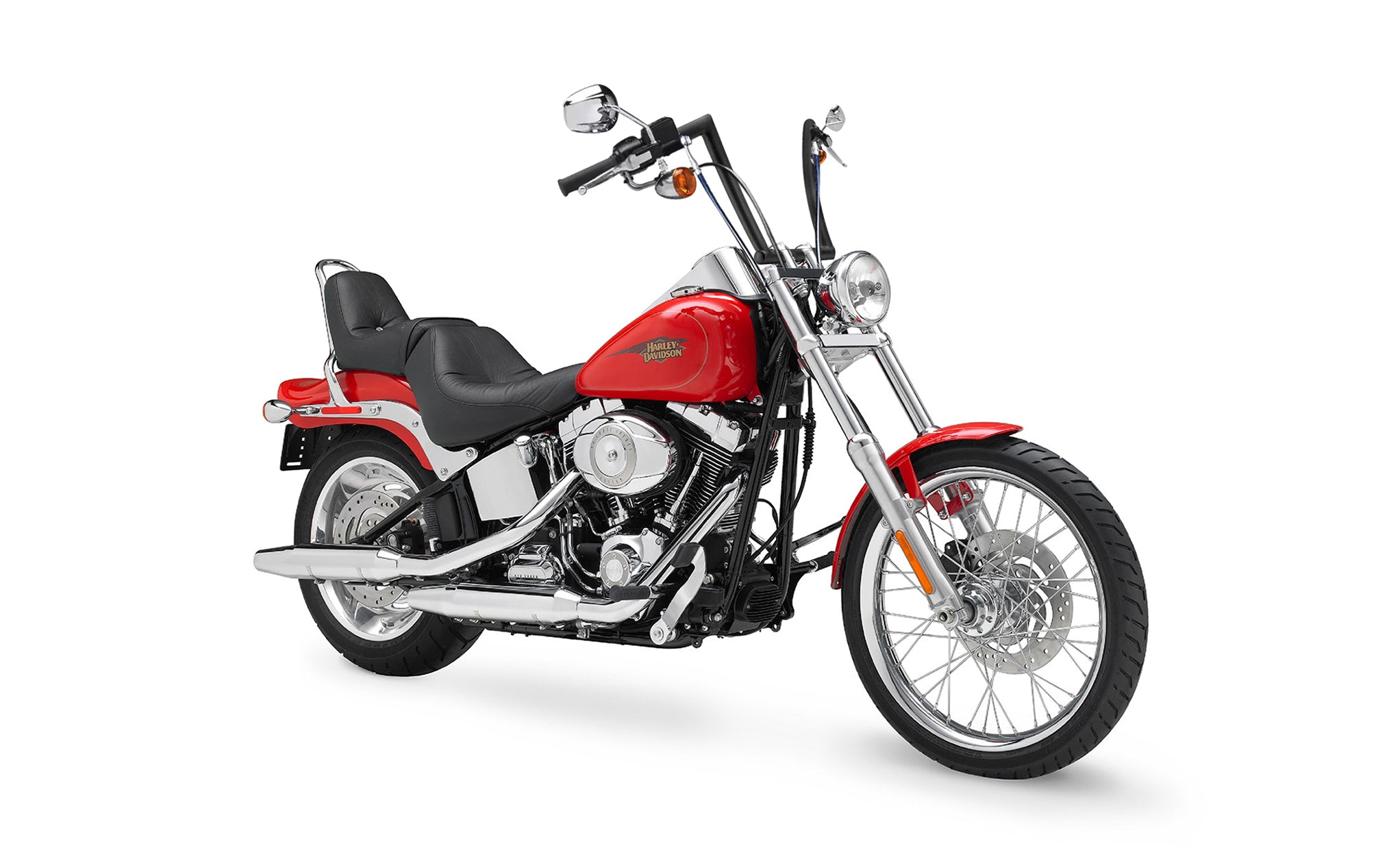 Viking Iron Born 9" Handlebar for Harley Softail Custom FXSTC Matte Black Bag on Bike View @expand