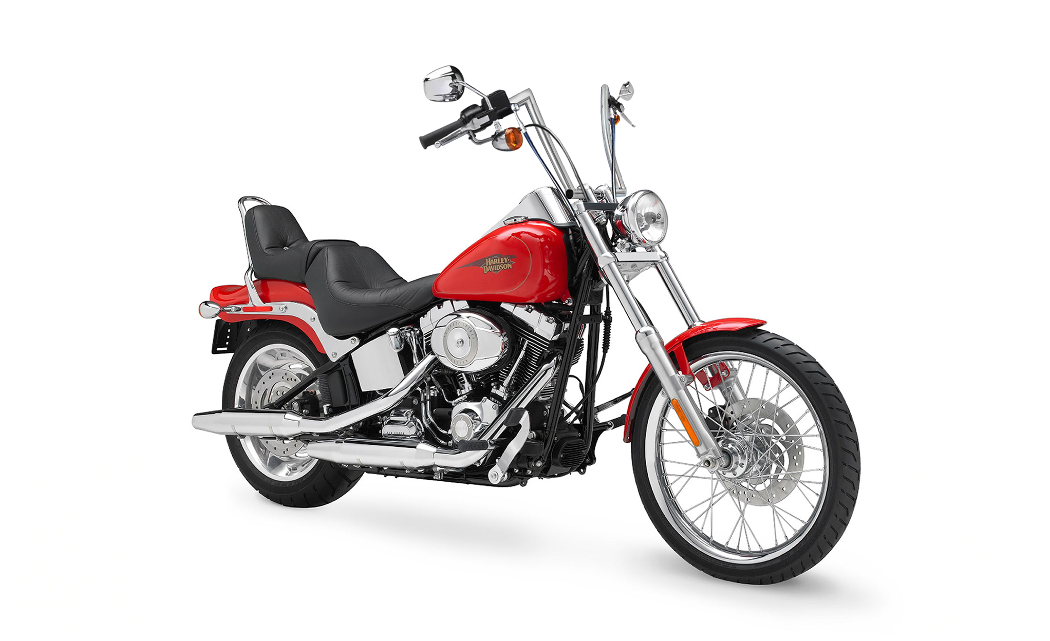Viking Iron Born 9" Handlebar for Harley Softail Custom FXSTC Chrome Bag on Bike View @expand