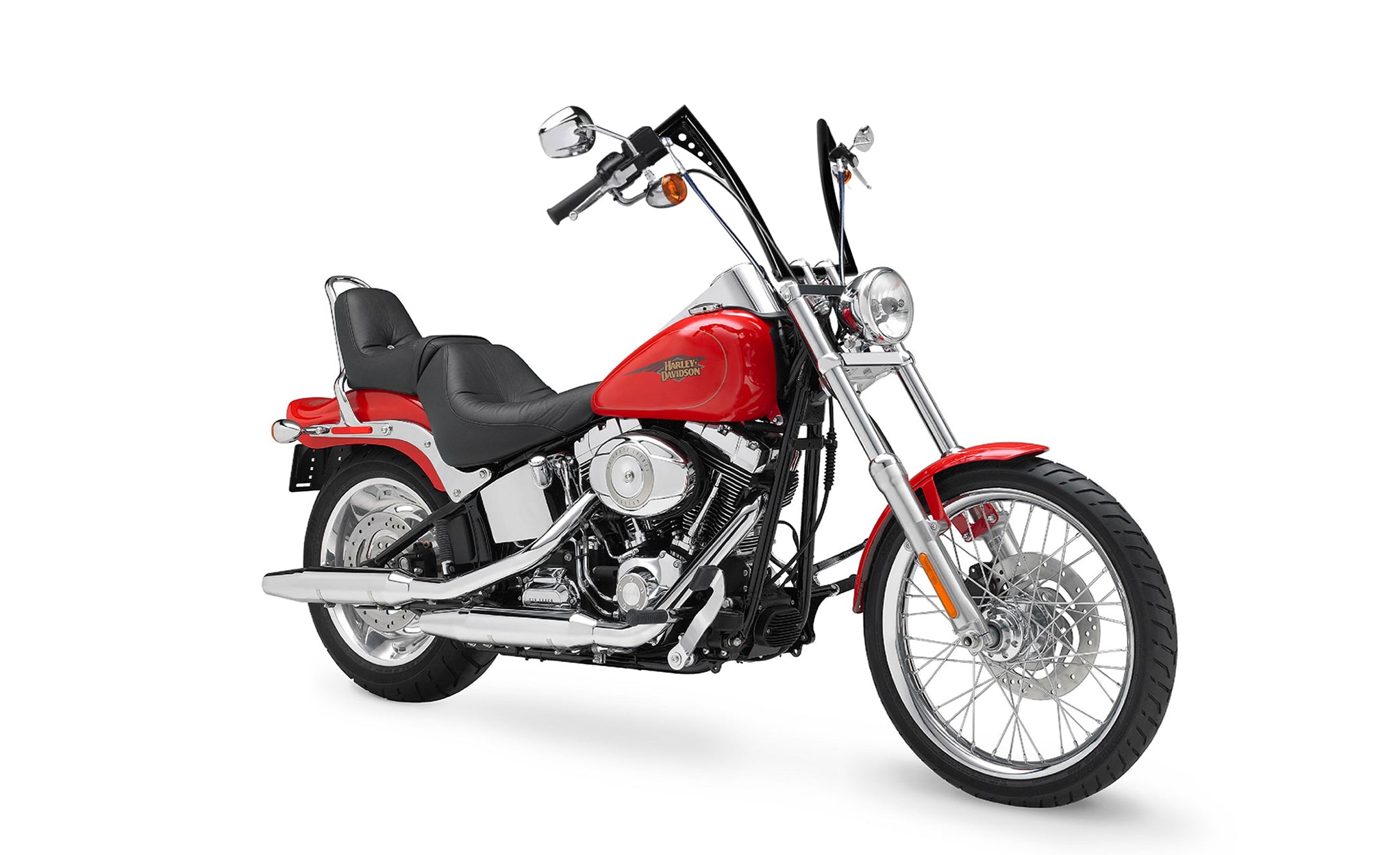 Viking Iron Born 12" Handlebar For Harley Softail Custom FXSTC Gloss Black Bag on Bike View @expand