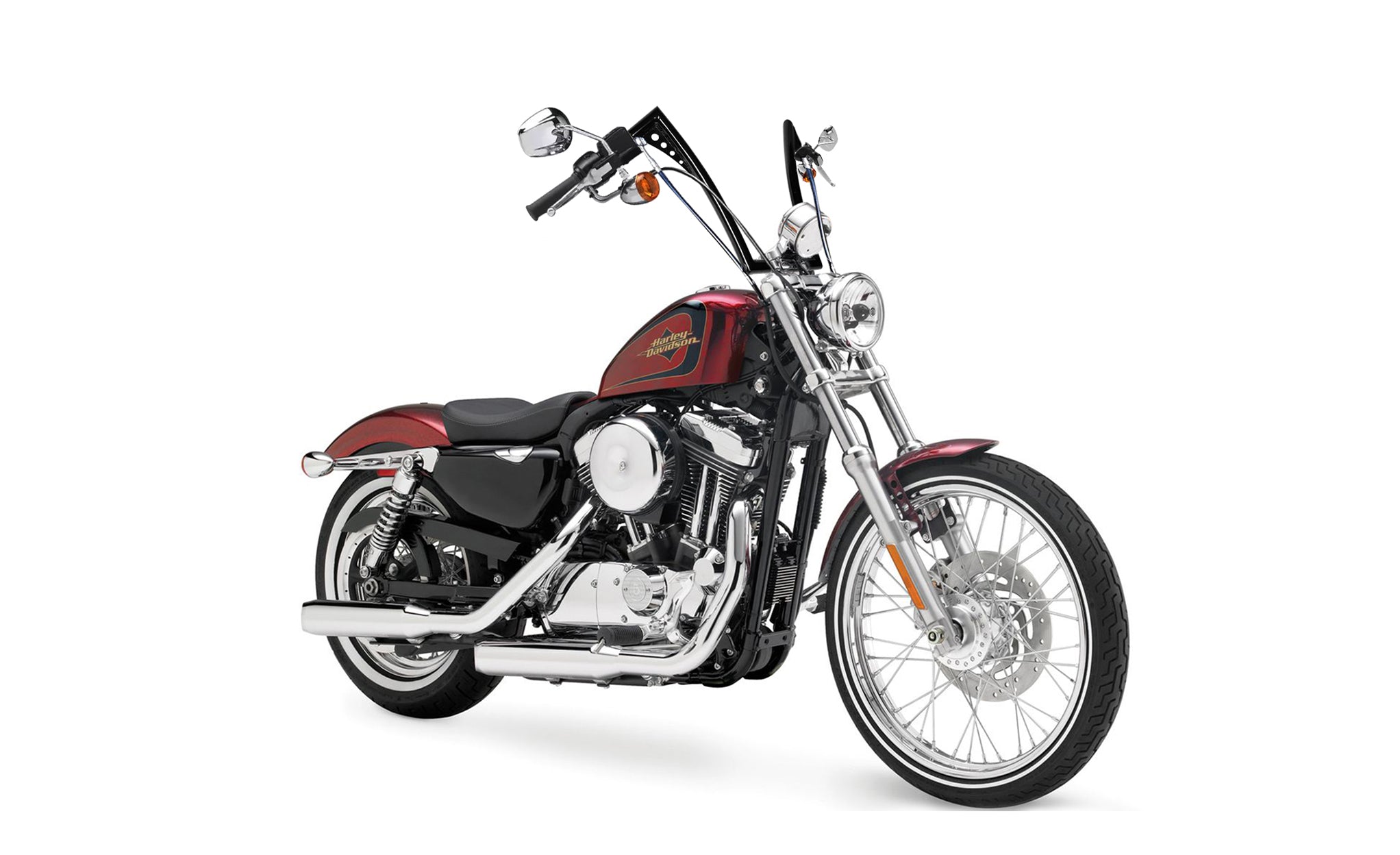 Viking Iron Born 12" Handlebar For Harley Sportster Seventy Two Gloss Black Bag on Bike View @expand