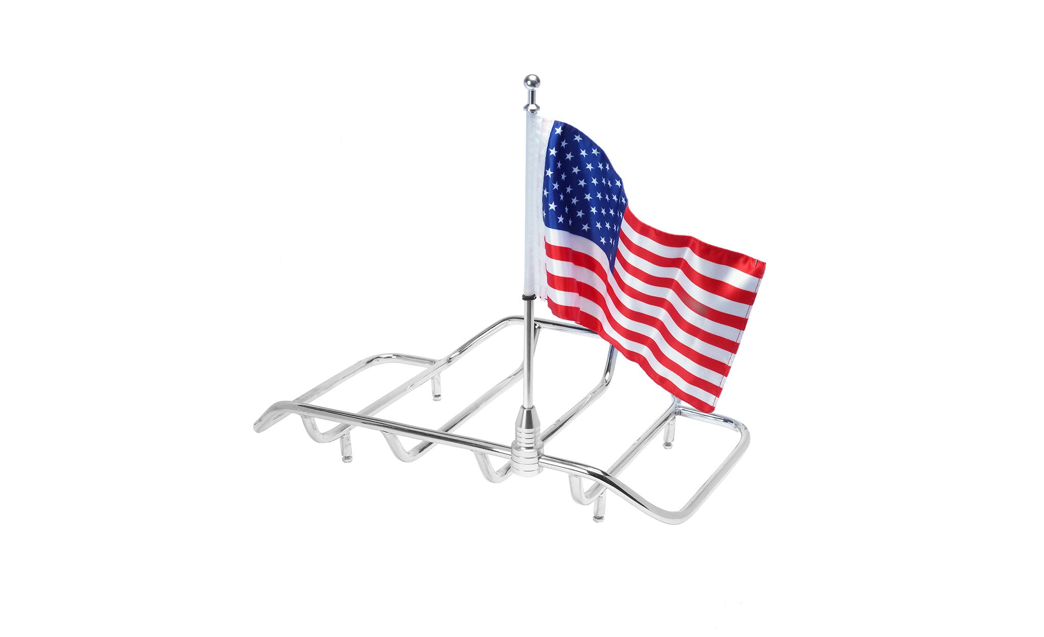 Motorcycle Flag Pole Mount and American Flag Seat on Bike View @expand