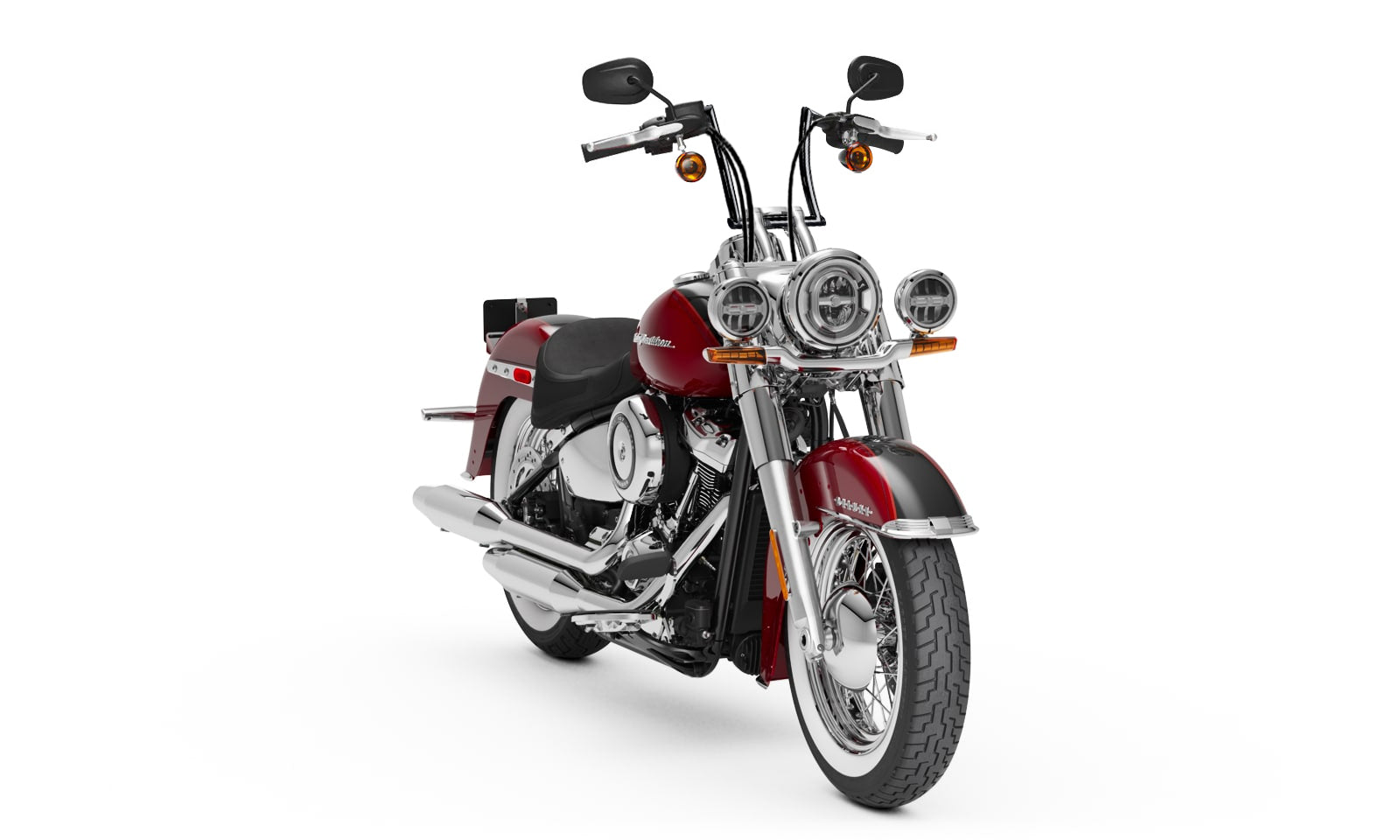 Viking Iron Born 9" Handlebar For Harley Softail Deluxe FLSTN/I Gloss Black Bag on Bike View @expand