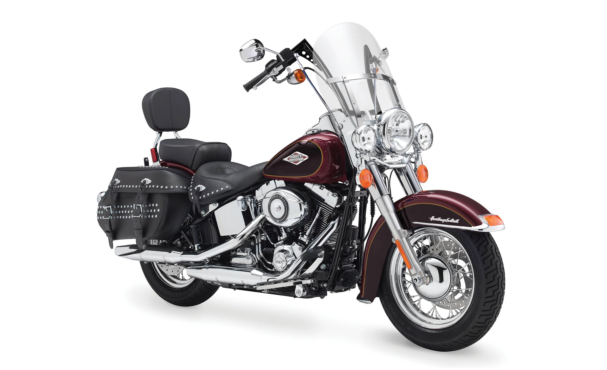 Viking Iron Born 12" Handlebar For Harley Softail Heritage Classic FLSTC Gloss Black Bag on Bike View @expand