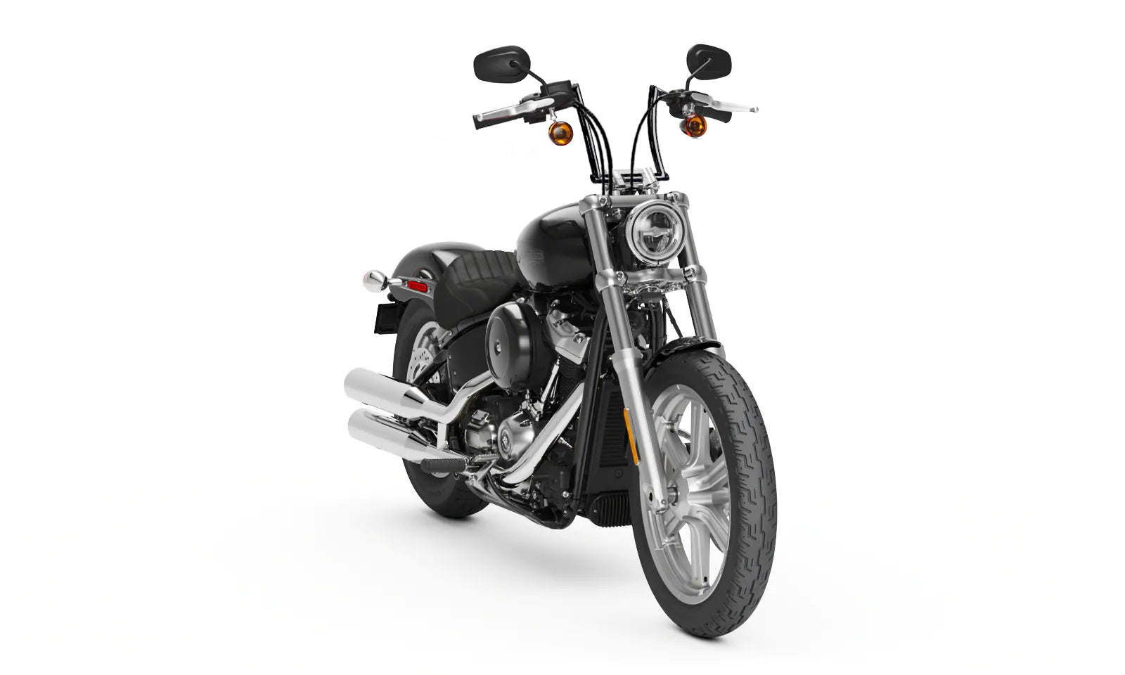 Viking Iron Born 9" Handlebar For Harley Softail Standard FXST/I EFI Gloss Black Bag on Bike View @expand