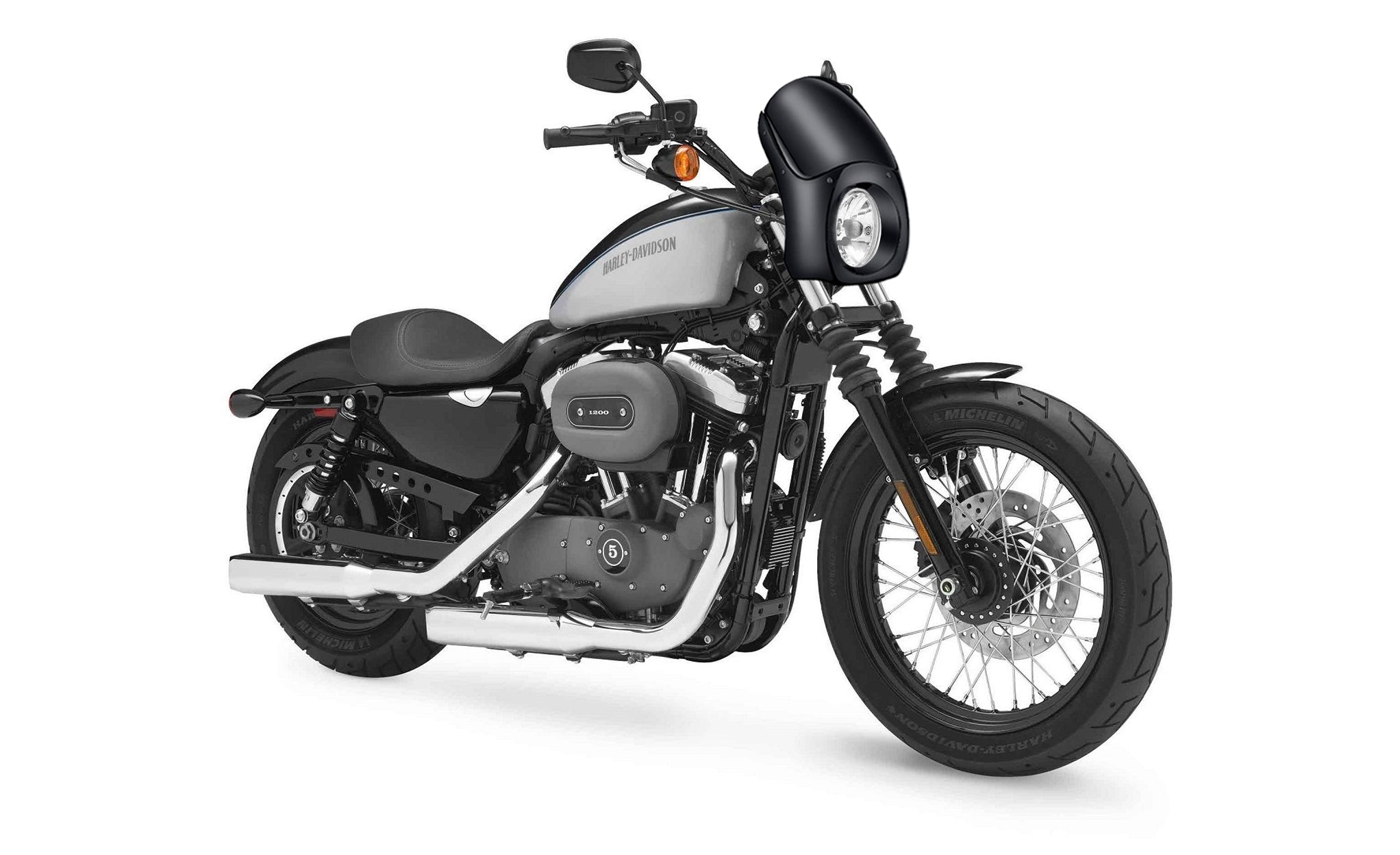 Viking Bronco Motorcycle Fairing For Harley Sportster 1200 Nightster XL1200N Gloss Black Bag on Bike View @expand
