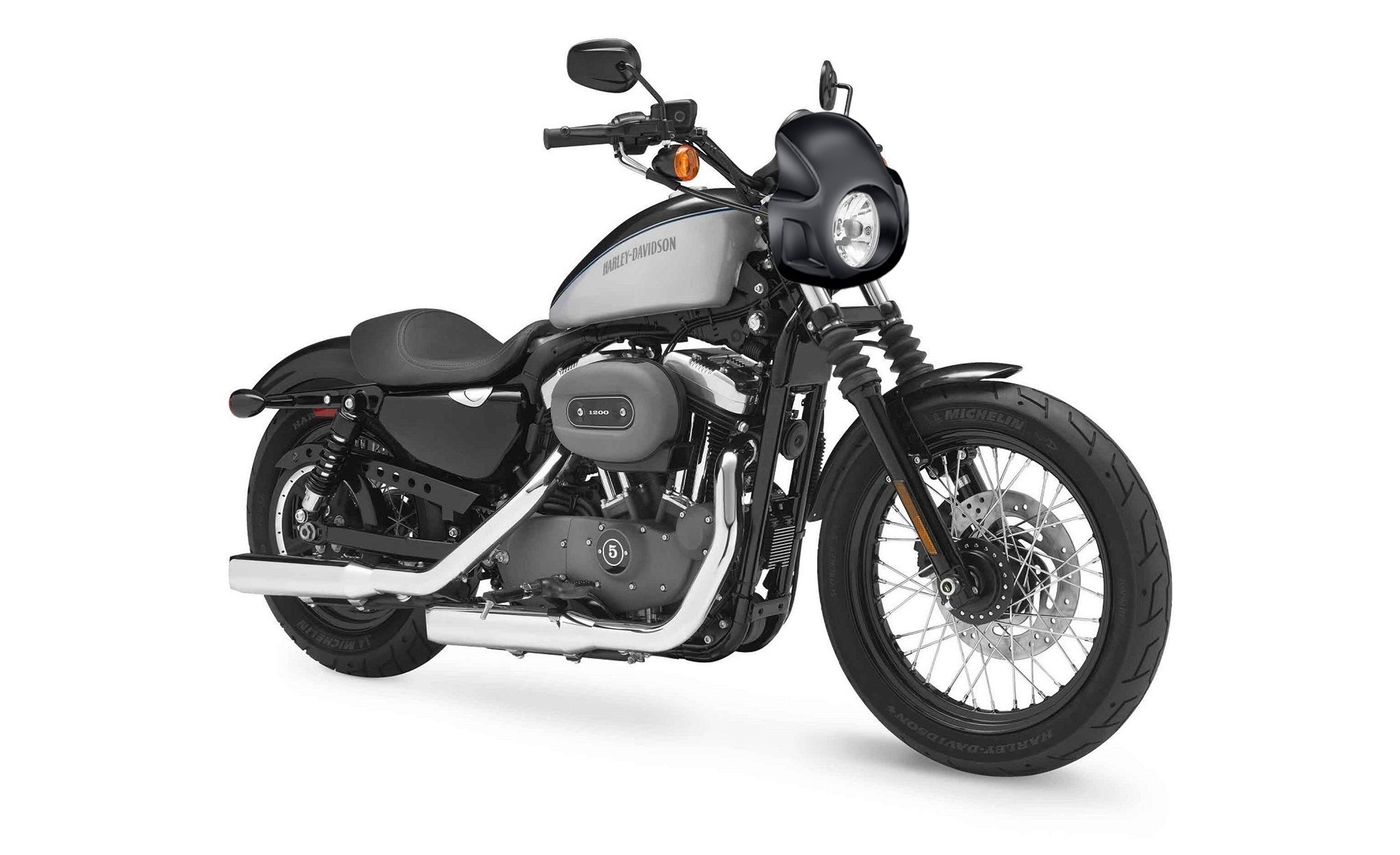 Viking Strider Sport Motorcycle Fairing For Harley Sportster 1200 Nightster XL1200N Gloss Black Bag on Bike View @expand